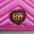 Pochette Heart crystal GG Marmont Pink Leather 549880 ポシェット ハート クリスタル GGマーモント ピンク レザー 549880 