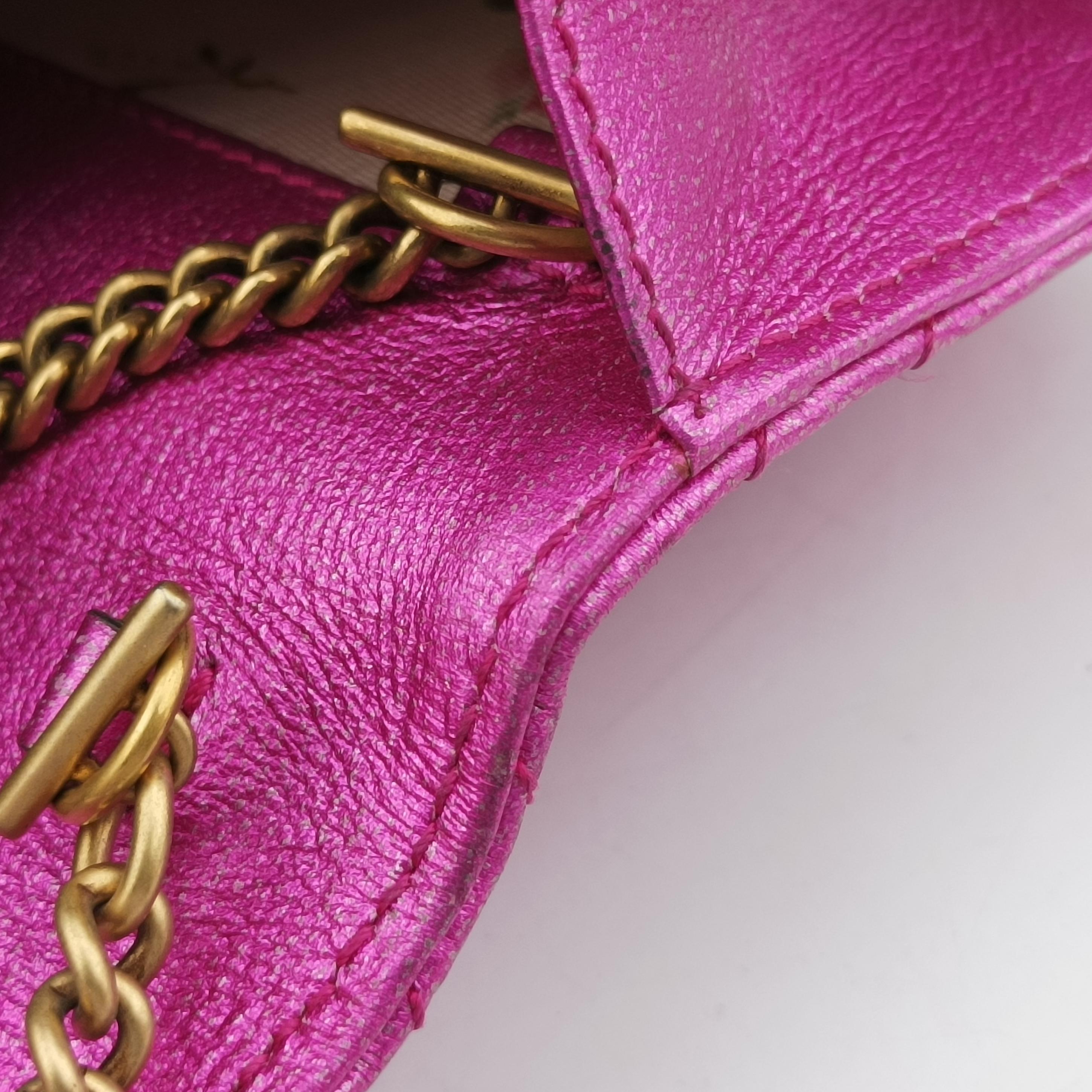 Pochette Heart crystal GG Marmont Pink Leather 549880 ポシェット ハート クリスタル GGマーモント ピンク レザー 549880 