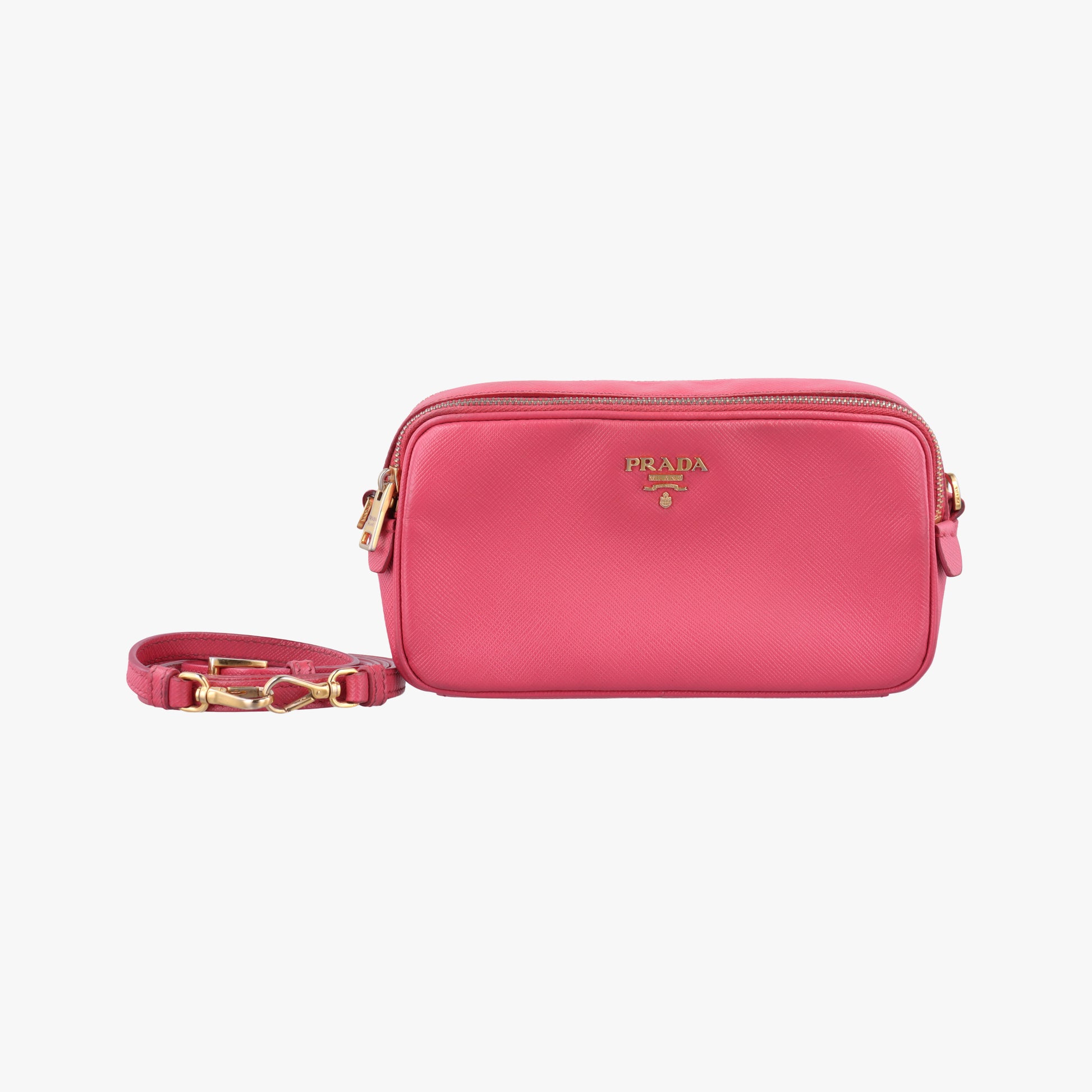 Double Zip pink SAFFIANO Leather 1NF002 7/Tダブルジップ ピンク サフィアーノレザー 1NF002 7/T