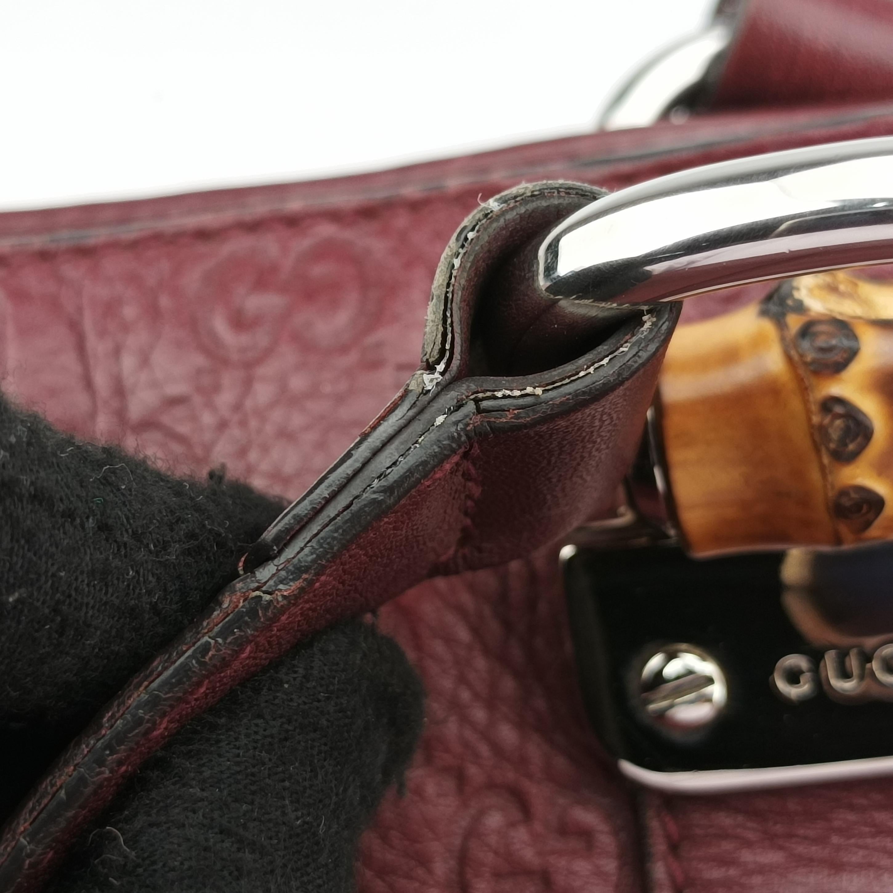 Guccissima Tender Bamboo Bar Burgundy Leather 355773 I016116205グッチッシマ テンダー バンブーバー ワインレッド レザー 355773 I016116205