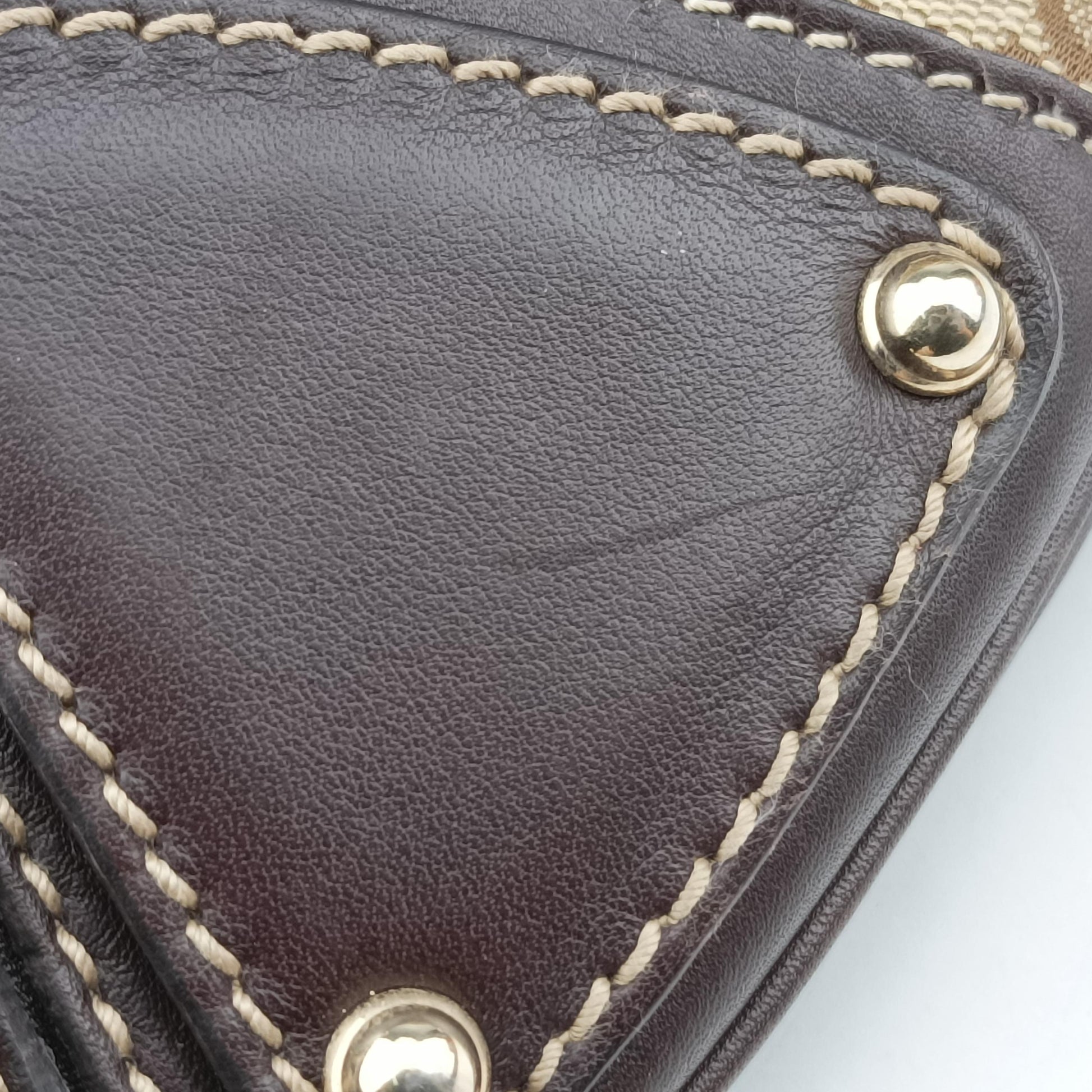 Indy Babouska Brown canvas x leather 185566 C3187085インディ ブラウン キャンバス×レザー 185566 C3187085