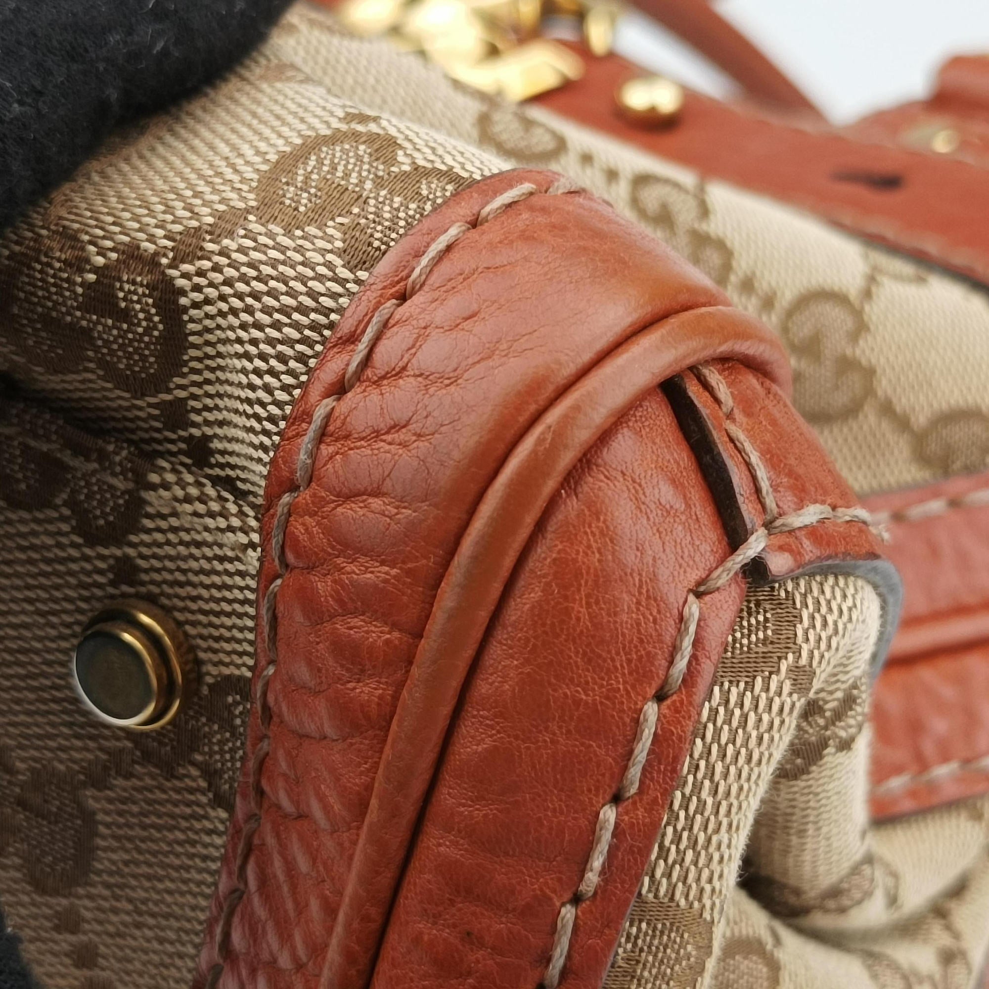 GG Running beige×orange Leather×canvas 247183 G9415111GGランニング ベージュ x オレンジ レザー×キャンバス 247183 G9415111