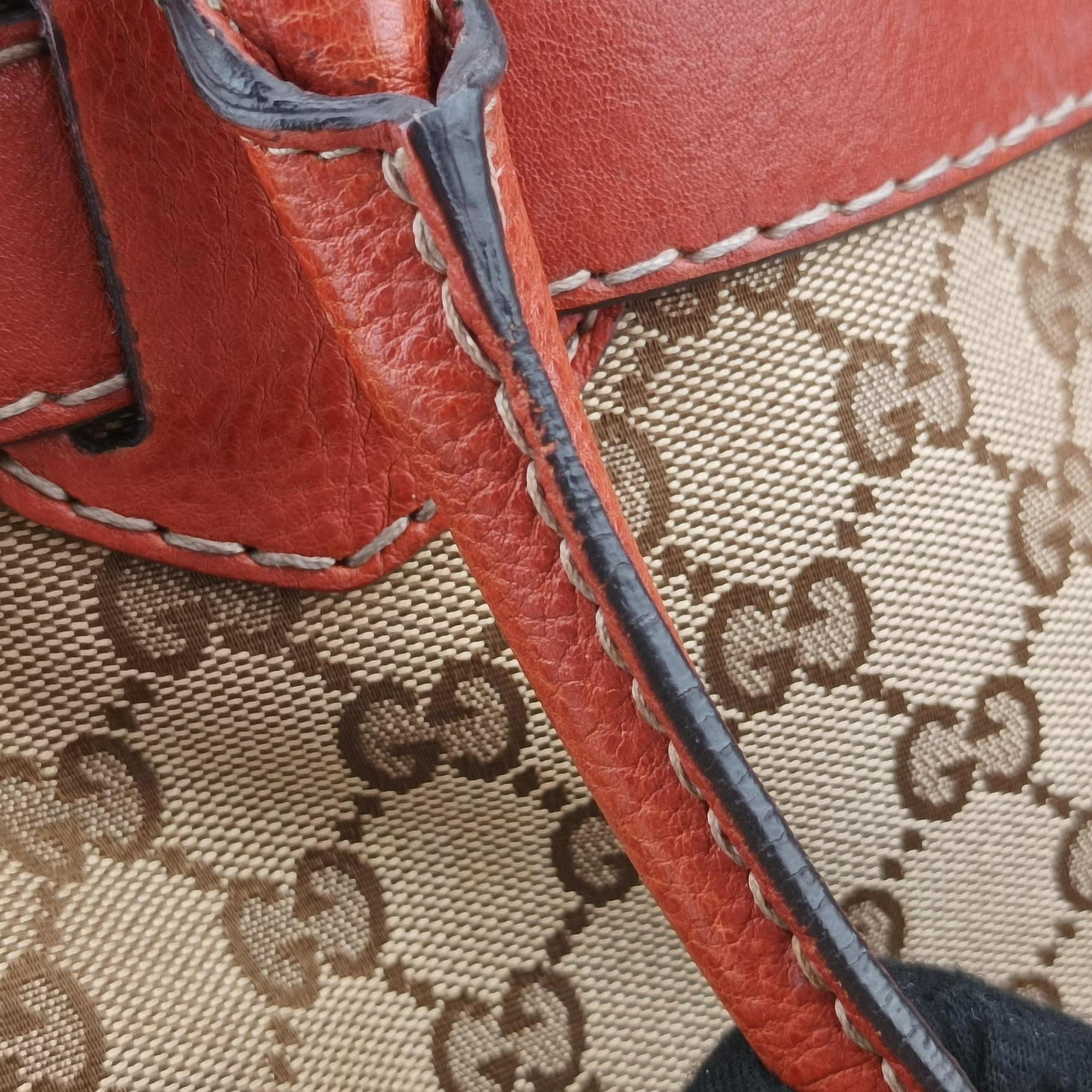 GG Running beige×orange Leather×canvas 247183 G9415111GGランニング ベージュ x オレンジ レザー×キャンバス 247183 G9415111