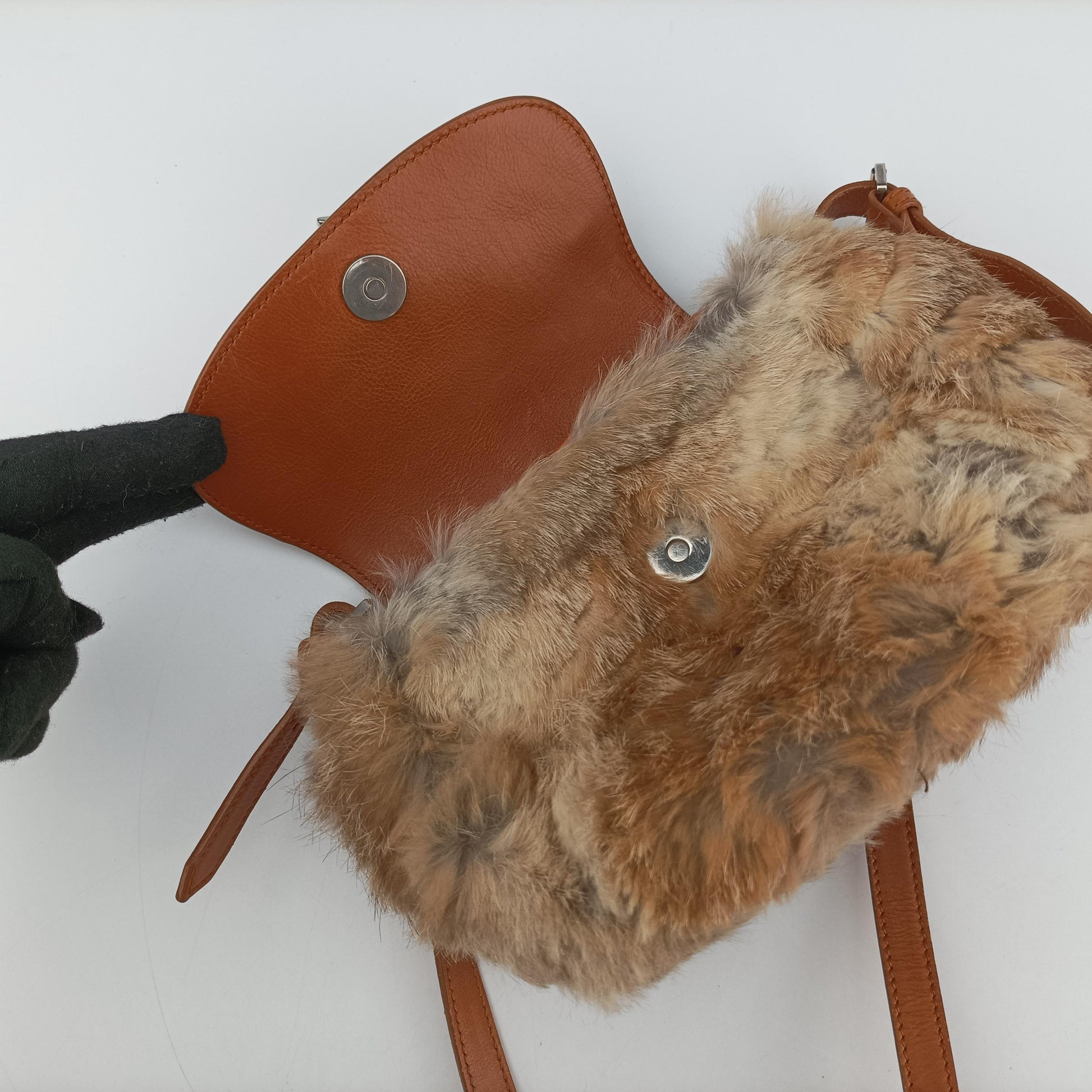 D logo Brown fur×leather 15-MA-0065Dロゴ ブラウン ファー×レザー 15-MA-0065