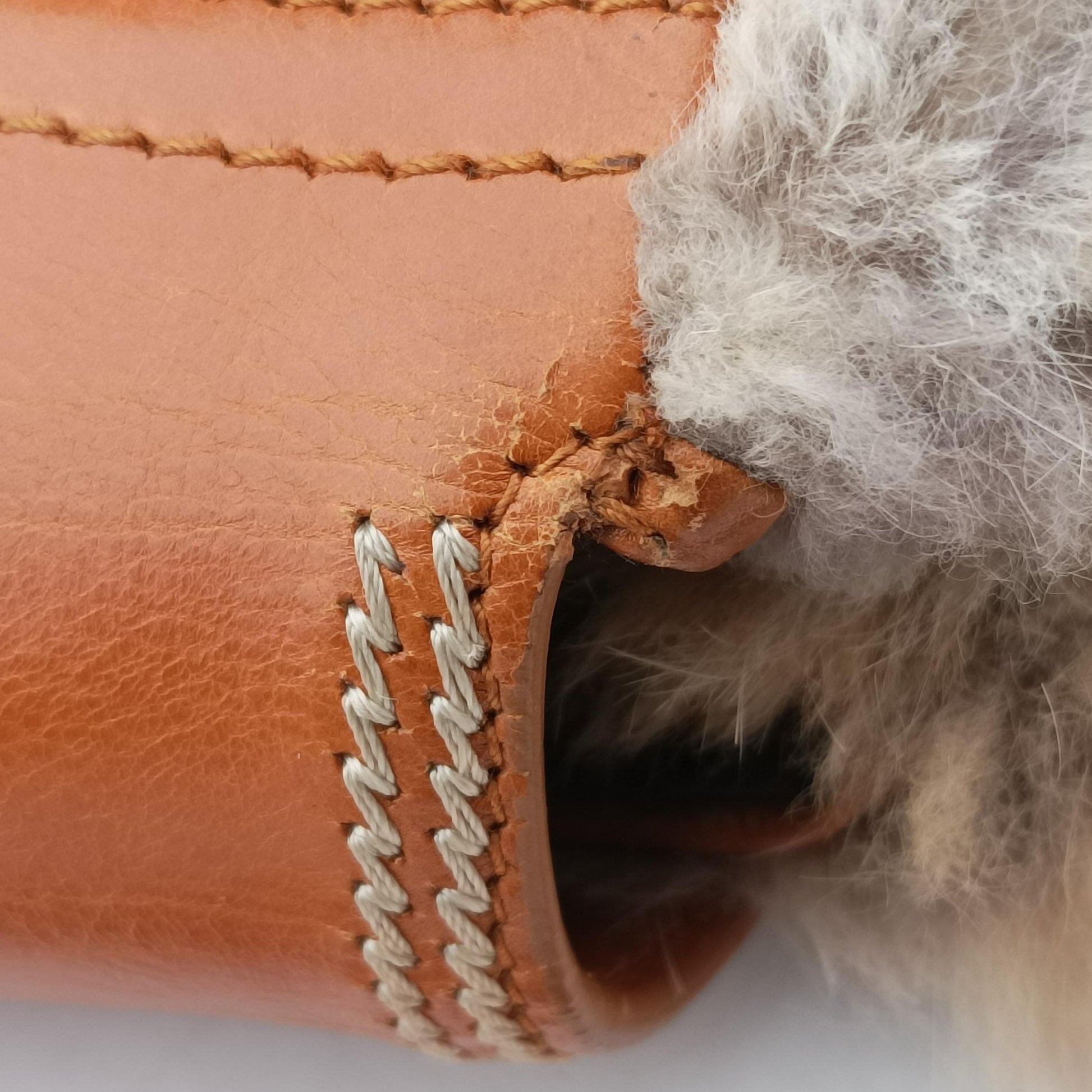 D logo Brown fur×leather 15-MA-0065Dロゴ ブラウン ファー×レザー 15-MA-0065