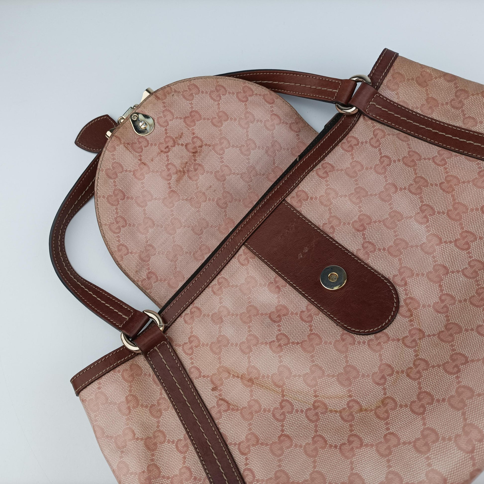 GG Crystal Duchessa Flap Beige x Pink PVC coated canvas 181476 I2260735GGクリスタル ドゥケッサ フラップ ベージュ×ピンク PVCコーティングキャンバス 181476 I2260735
