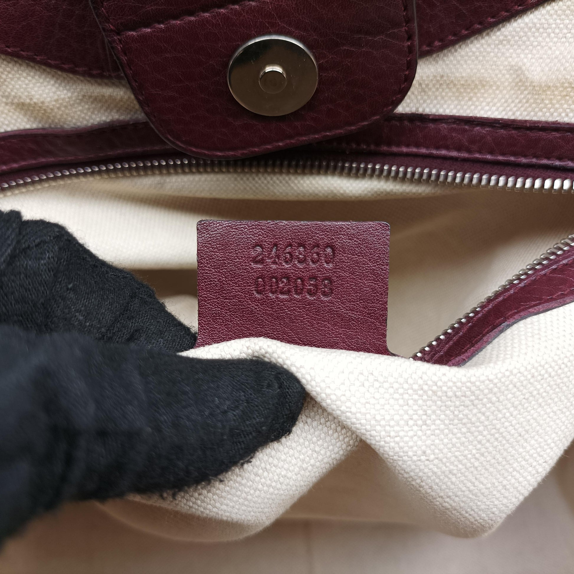 New Bamboo Tassel khaki×burgundy Leather × fabric 246860 D6509785ニューバンブー カーキ×ワインレッド レザー×ファブリック 246860 D6509785