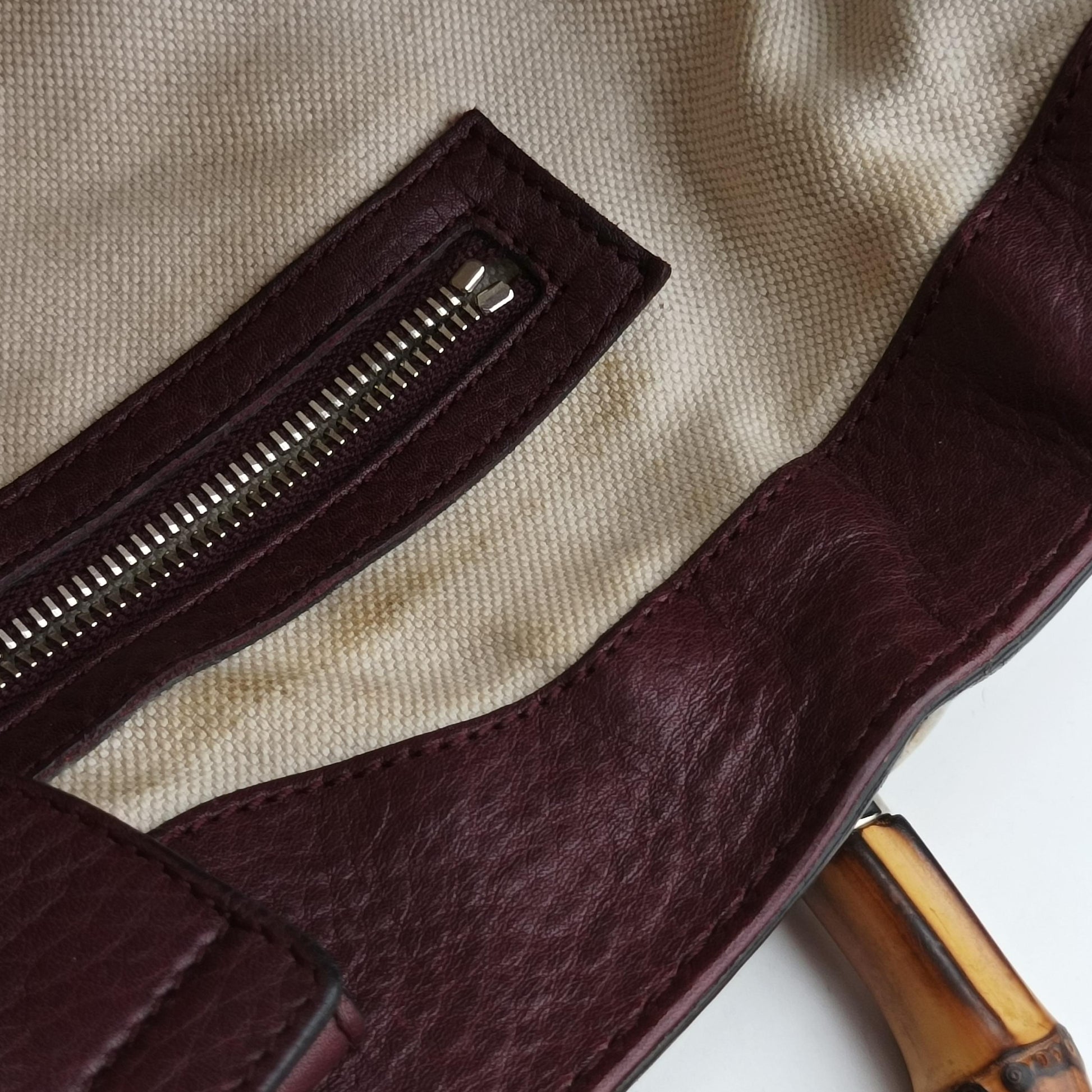 New Bamboo Tassel khaki×burgundy Leather × fabric 246860 D6509785ニューバンブー カーキ×ワインレッド レザー×ファブリック 246860 D6509785