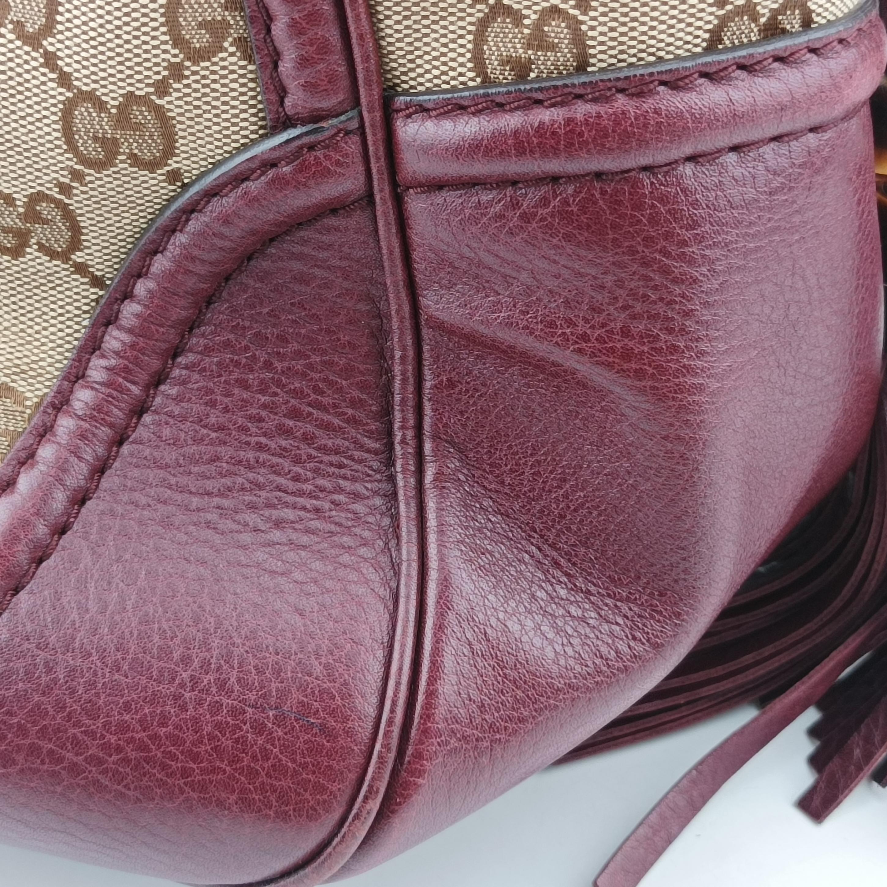 New Bamboo Tassel khaki×burgundy Leather × fabric 246860 D6509785ニューバンブー カーキ×ワインレッド レザー×ファブリック 246860 D6509785