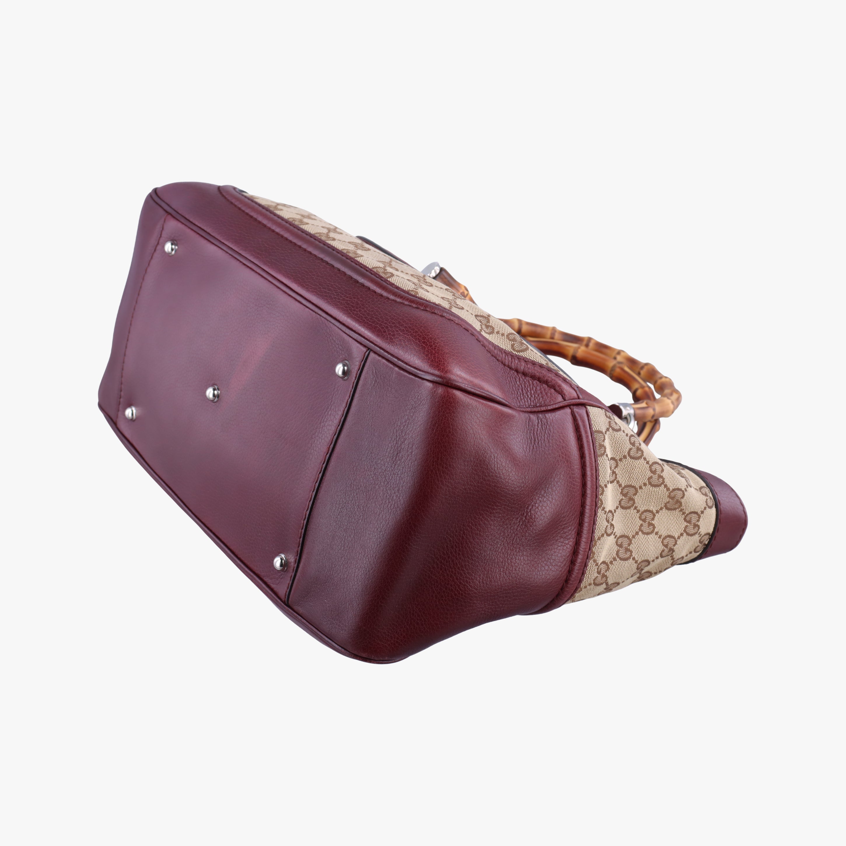 New Bamboo Tassel khaki×burgundy Leather × fabric 246860 D6509785ニューバンブー カーキ×ワインレッド レザー×ファブリック 246860 D6509785