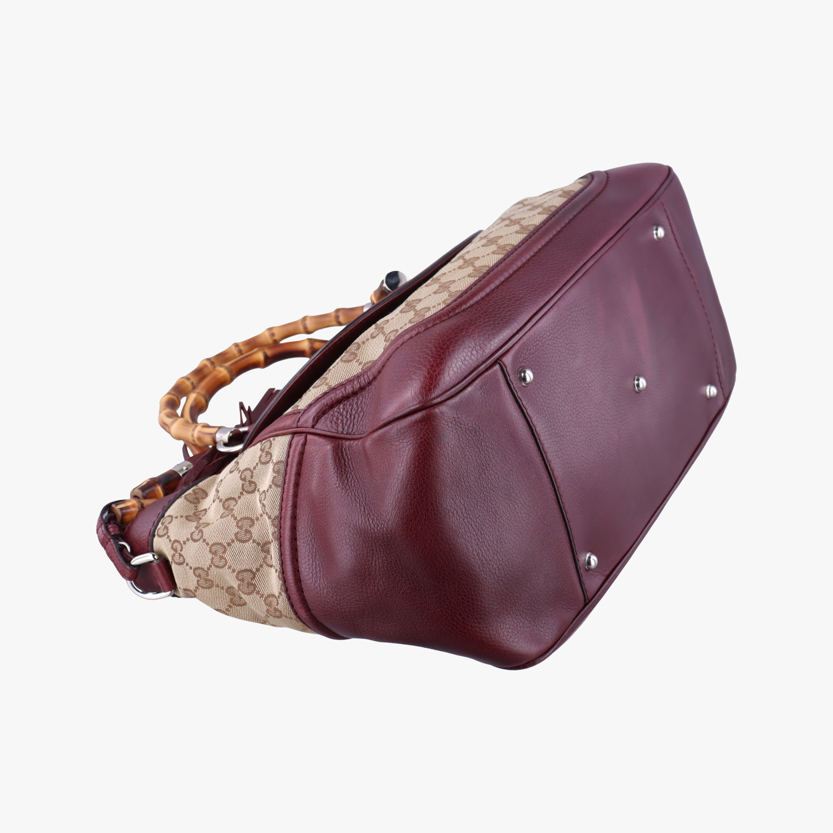 New Bamboo Tassel khaki×burgundy Leather × fabric 246860 D6509785ニューバンブー カーキ×ワインレッド レザー×ファブリック 246860 D6509785