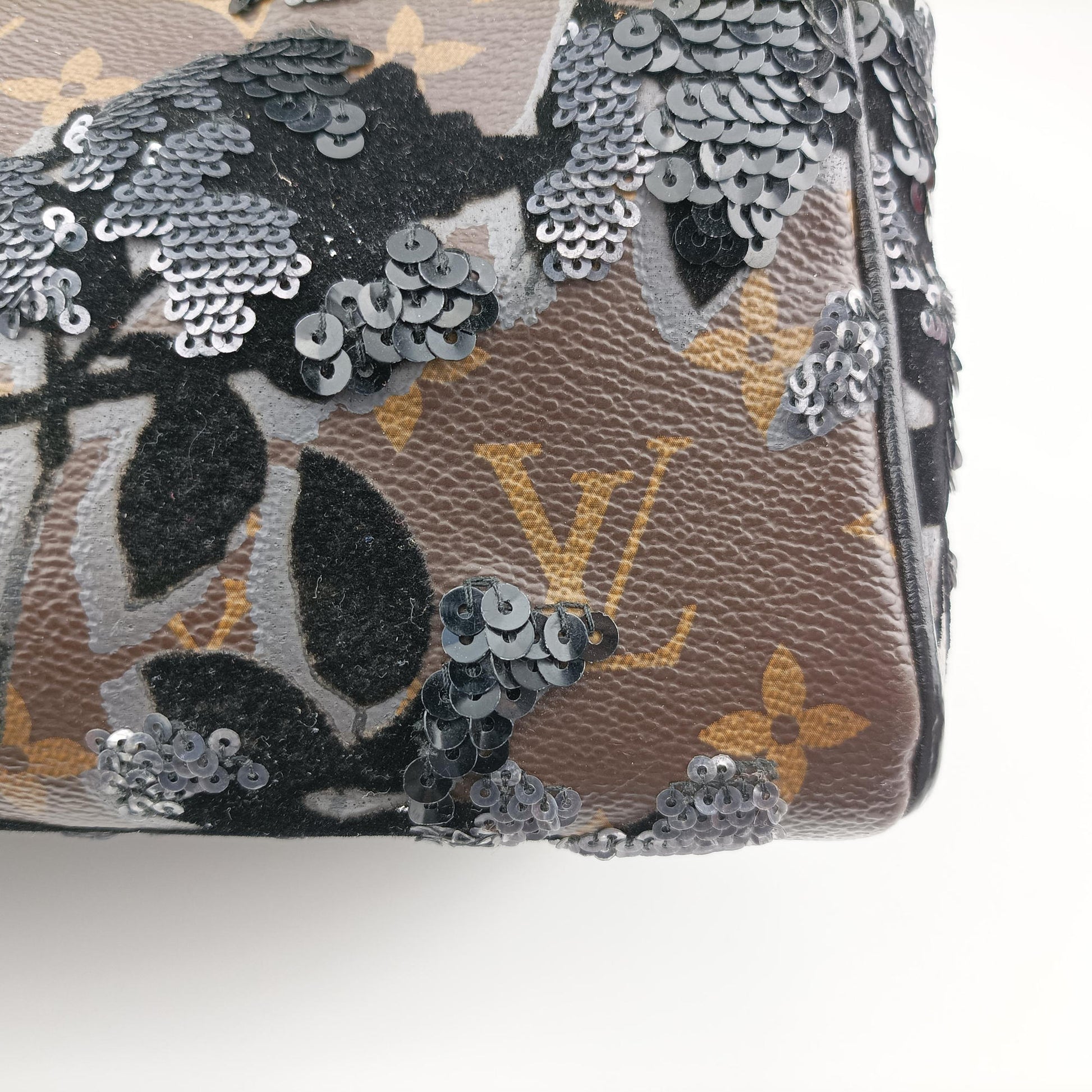 Speedy 30 brown×black Monogram Fleur Deug×Sequins M40436 TR4140スピーディ30 モノグラム/ブラウン×ブラック モノグラム フルール ドゥ ジェ×スパンコール M40436 TR4140