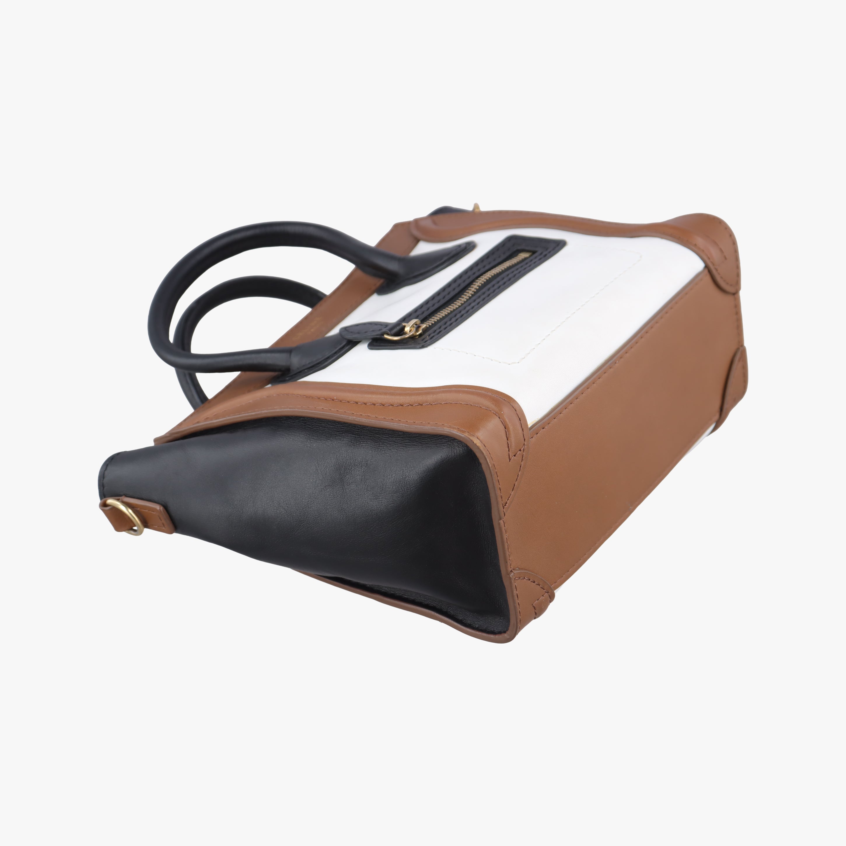 luggage nano shopper Brown×white×black Leather W-SA-0162 W-MM-0182ラゲージナノショッパー ブラウン×ホワイト×ブラック レザー W-SA-0162 W-MM-0182