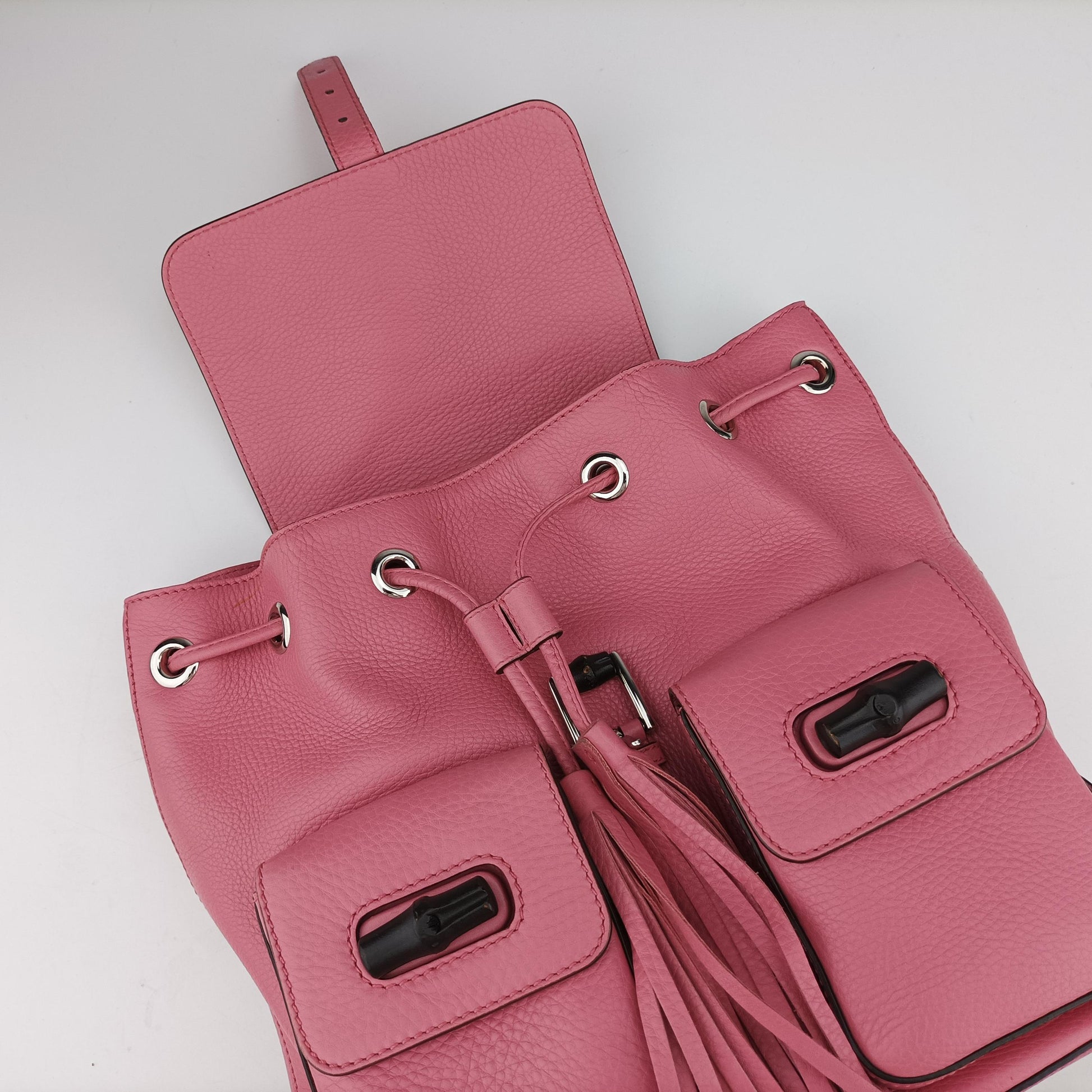 Bamboo fringe tassel Pink Leather 370833 I017857403バンブー ピンク レザー 370833 I017857403