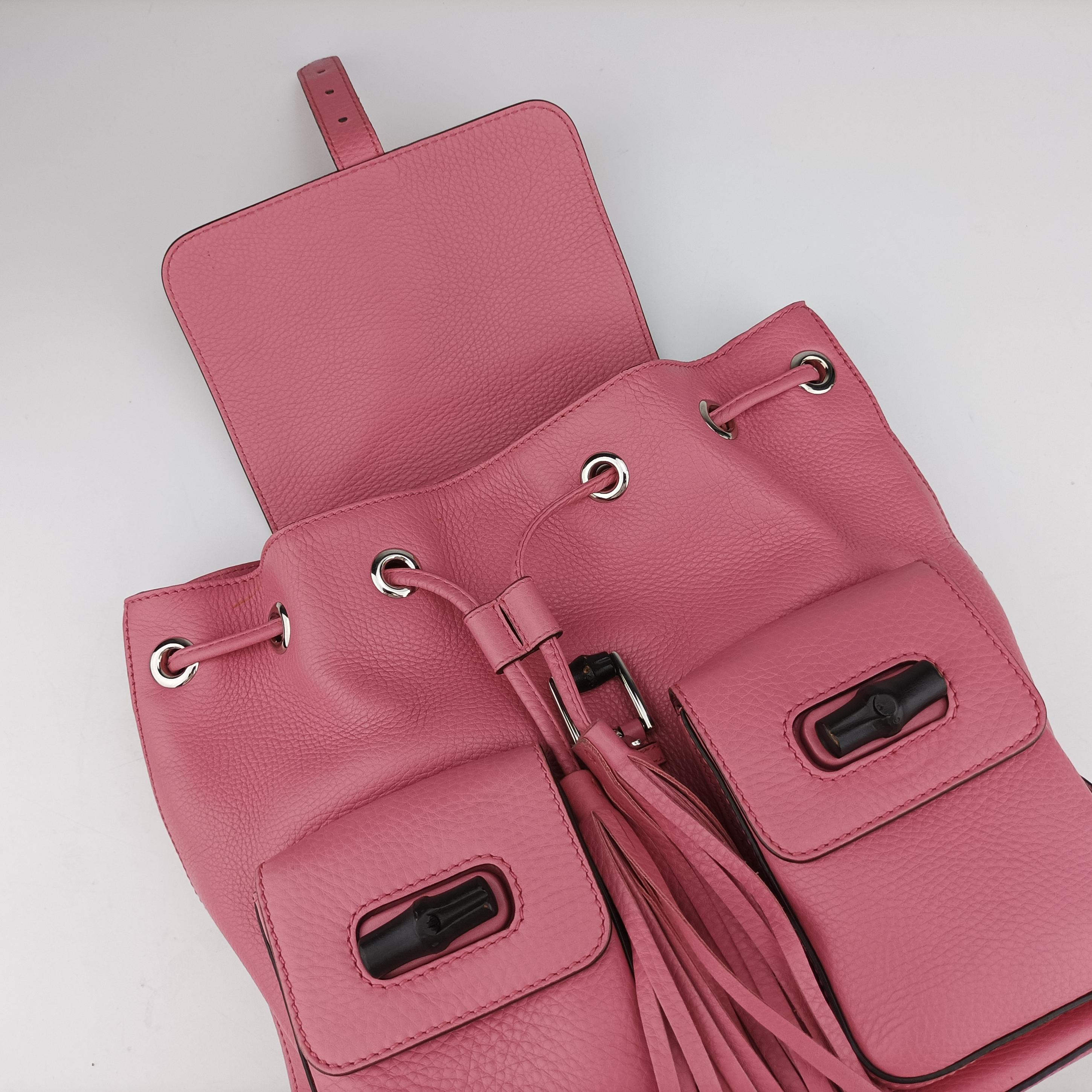 Bamboo fringe tassel Pink Leather 370833 I017857403バンブー ピンク レザー 370833 I017857403