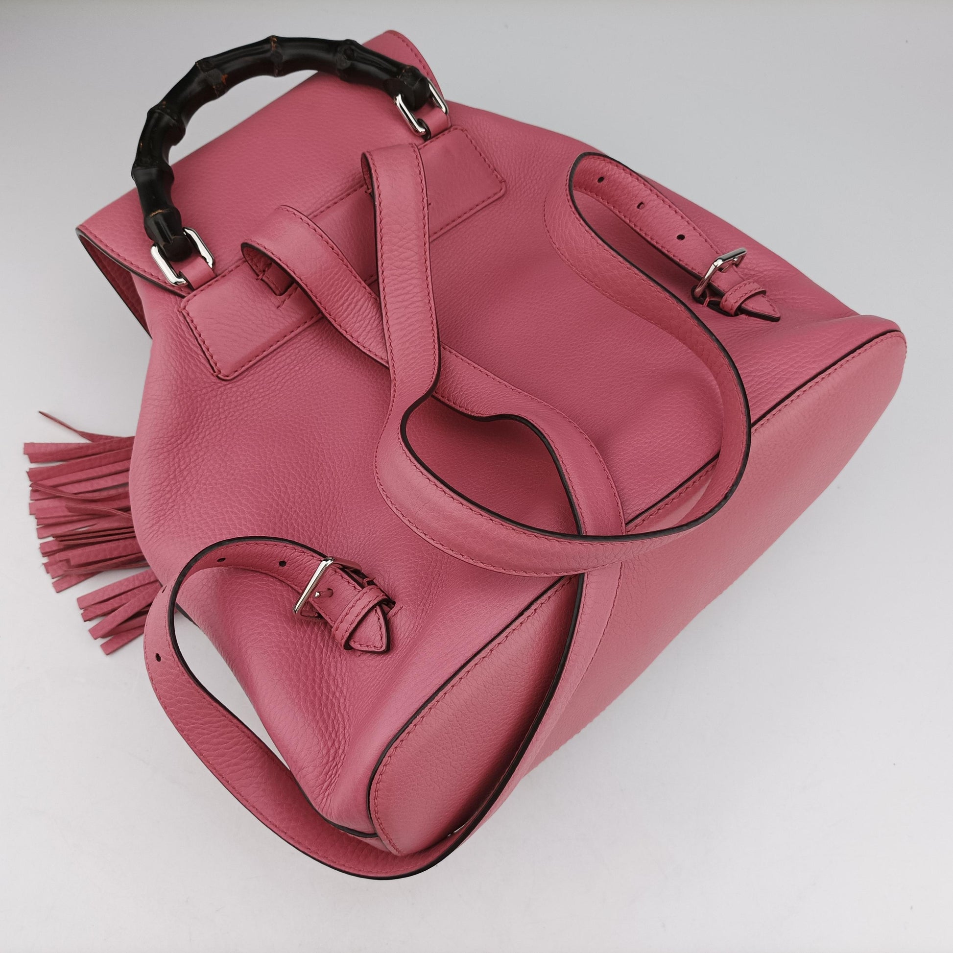 Bamboo fringe tassel Pink Leather 370833 I017857403バンブー ピンク レザー 370833 I017857403