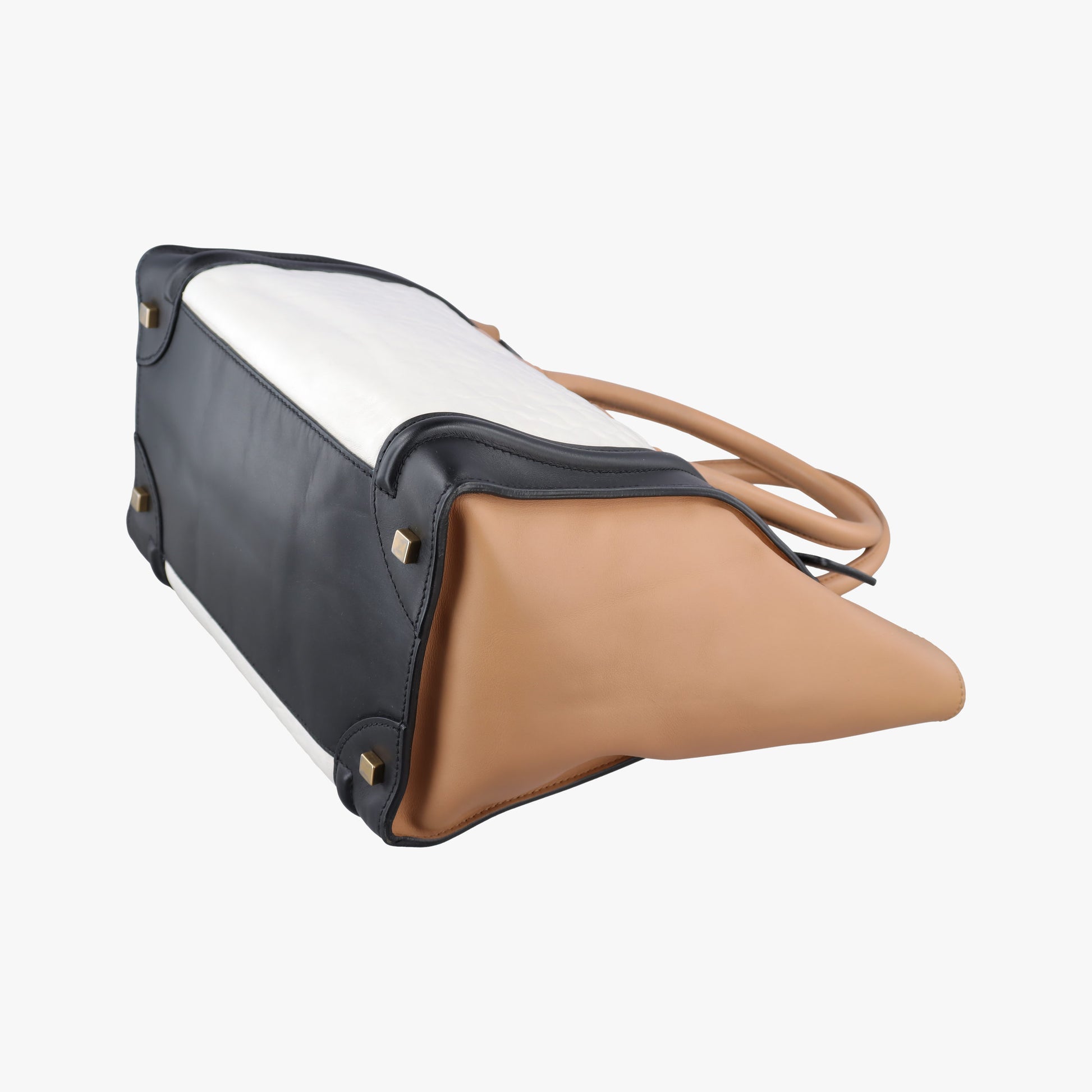 Luggage Mini Shopper Beige×white×black Leather U-CE-0131ラゲージミニショッパー ベージュ×ホワイト×ブラック レザー U-CE-0131