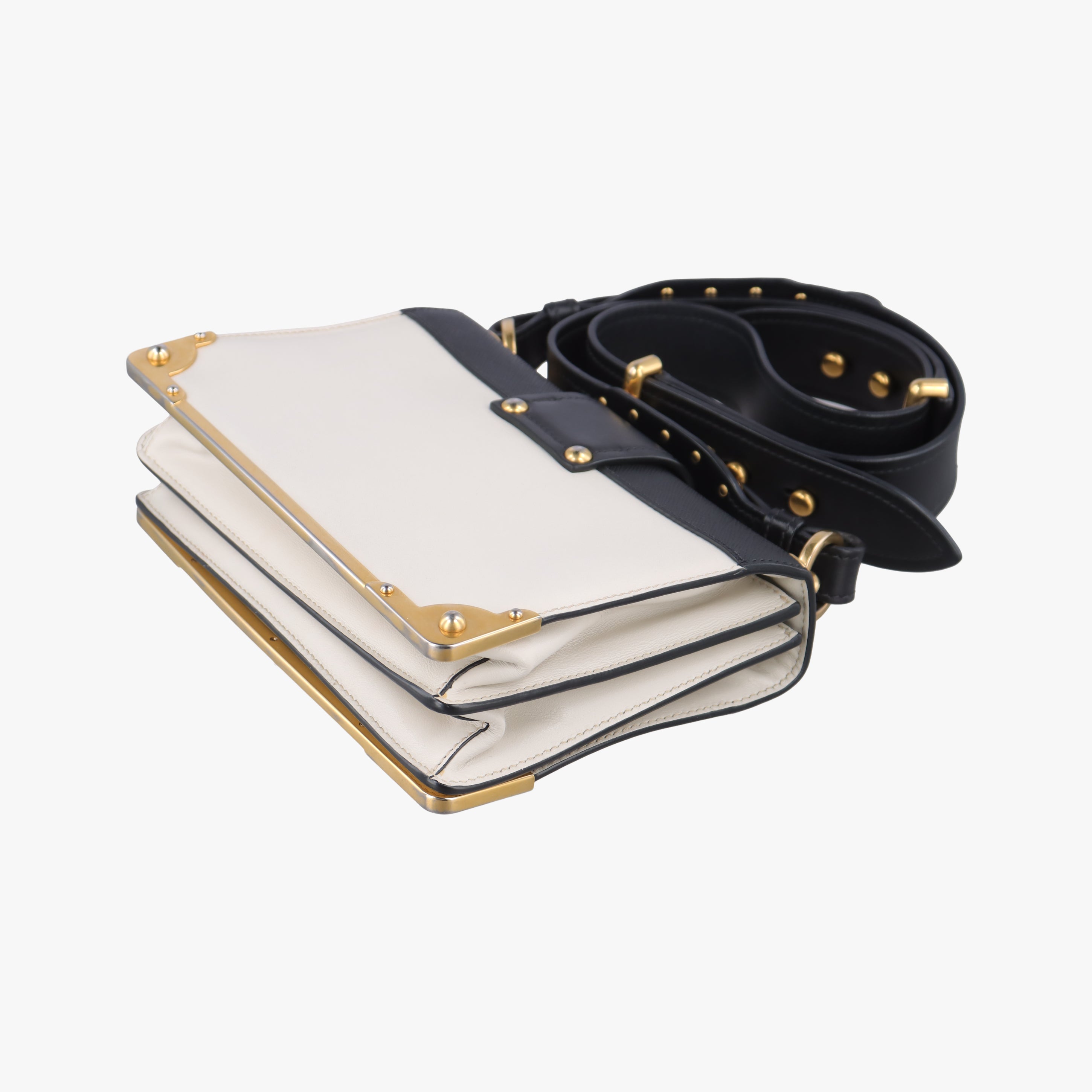 Cahier Black×white Leather×SAFFIANO Leather 1BD045 25カイエ ブラック×ホワイト レザー×サフィアーノレザー 1BD045 25