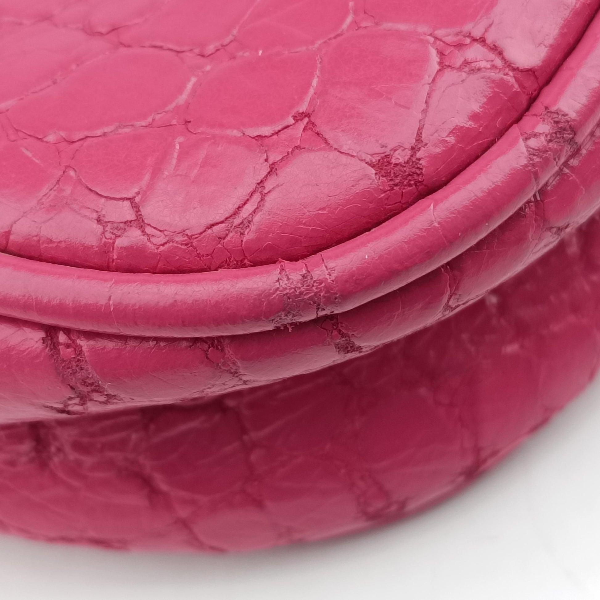 Crocodile embossed Pink leather 197クロコ 型押し ピンク レザー 197