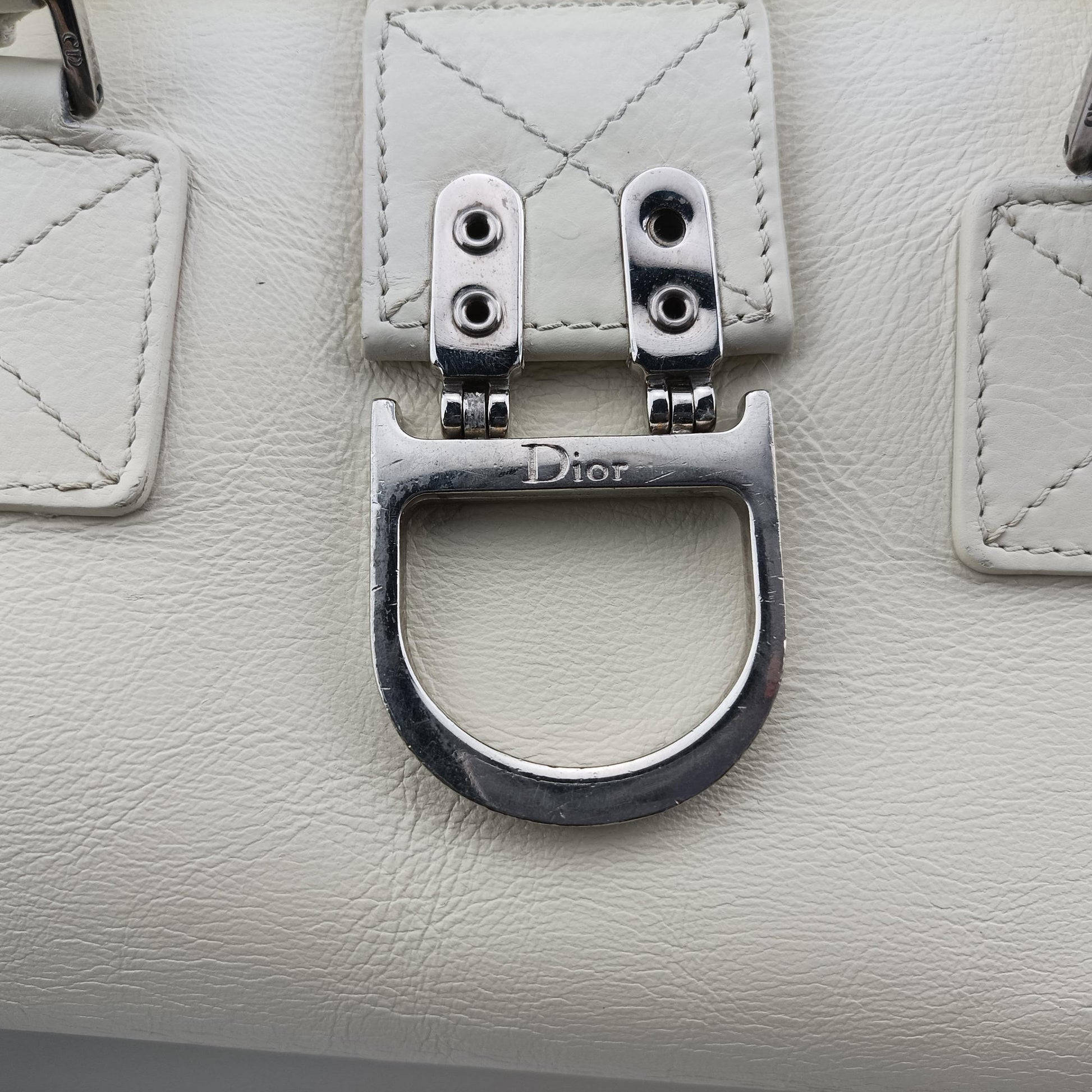D Logo Mini Boston White Leather 04-BO-0016Dロゴ ミニボストン ホワイト レザー 04-BO-0016