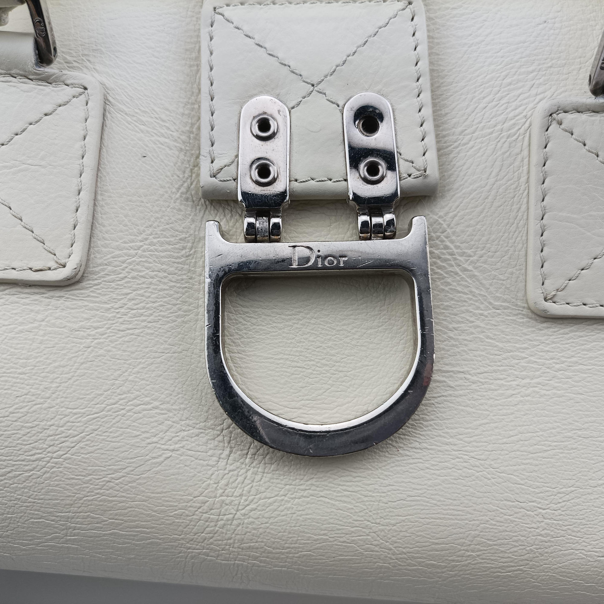 D Logo Mini Boston White Leather 04-BO-0016Dロゴ ミニボストン ホワイト レザー 04-BO-0016