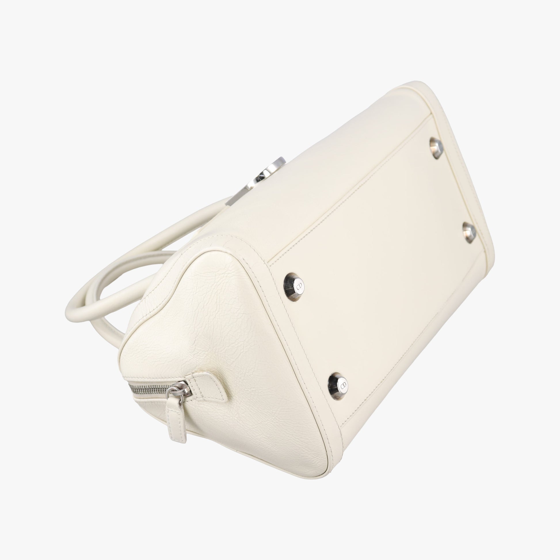D Logo Mini Boston White Leather 04-BO-0016Dロゴ ミニボストン ホワイト レザー 04-BO-0016