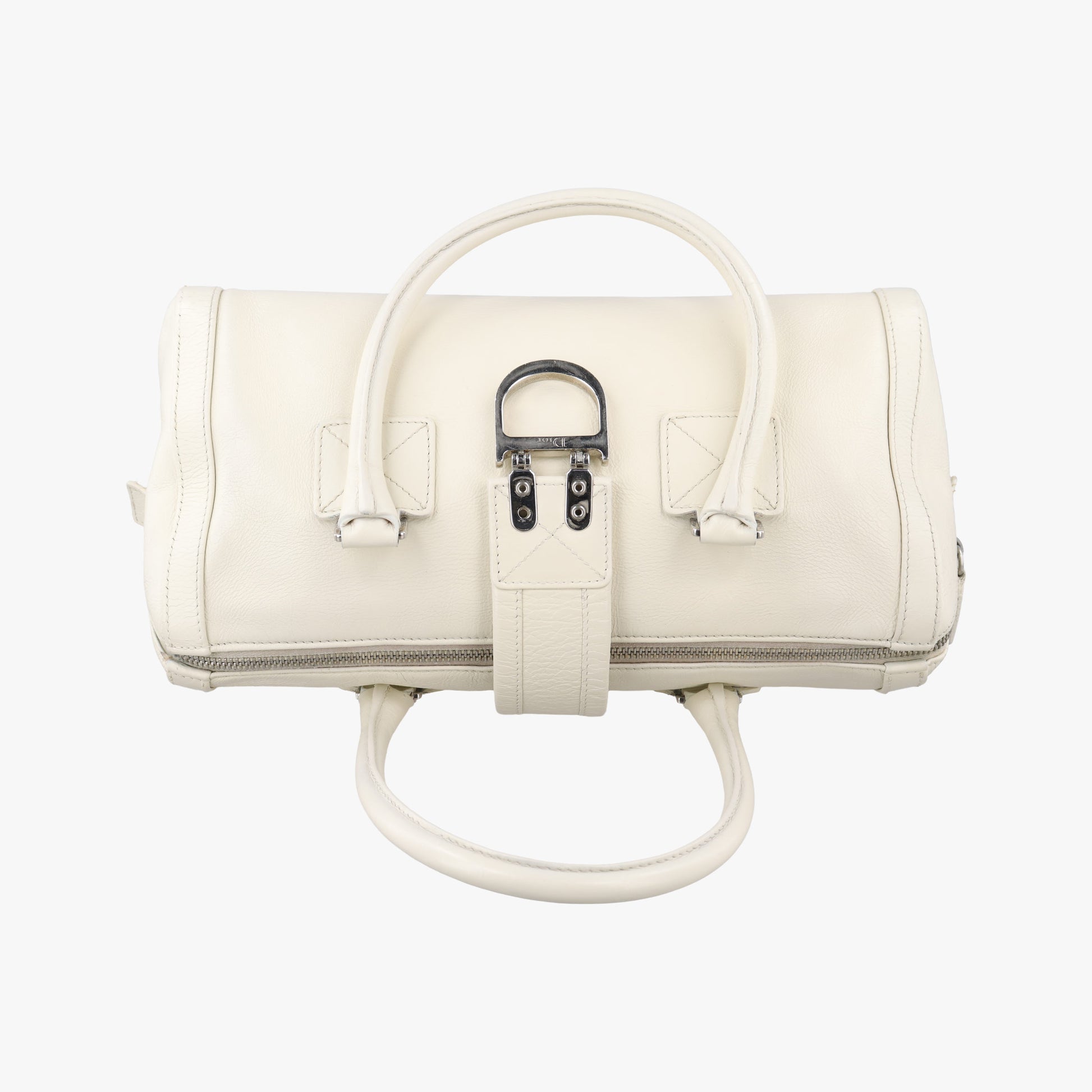 D Logo Mini Boston White Leather 04-BO-0016Dロゴ ミニボストン ホワイト レザー 04-BO-0016