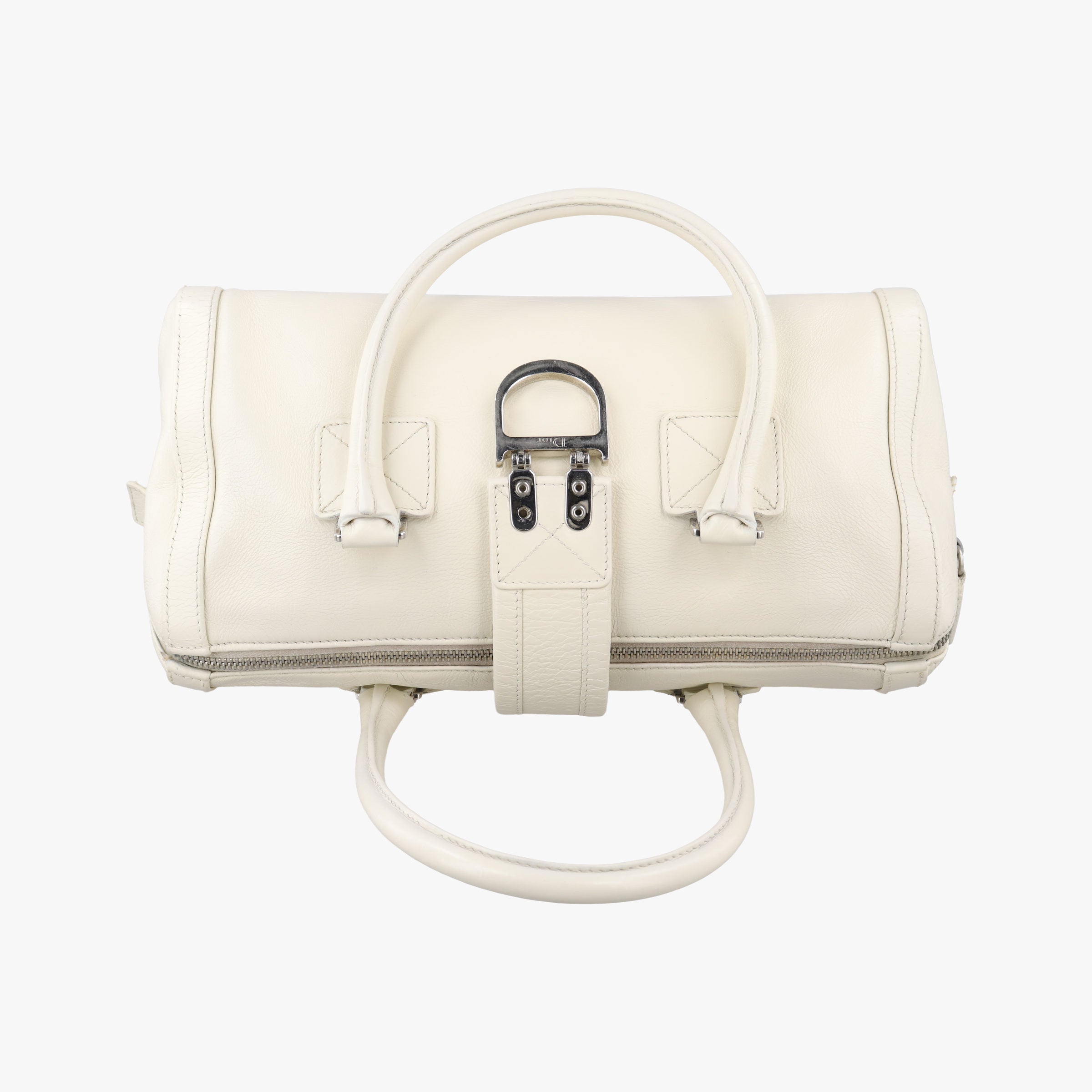 D Logo Mini Boston White Leather 04-BO-0016Dロゴ ミニボストン ホワイト レザー 04-BO-0016