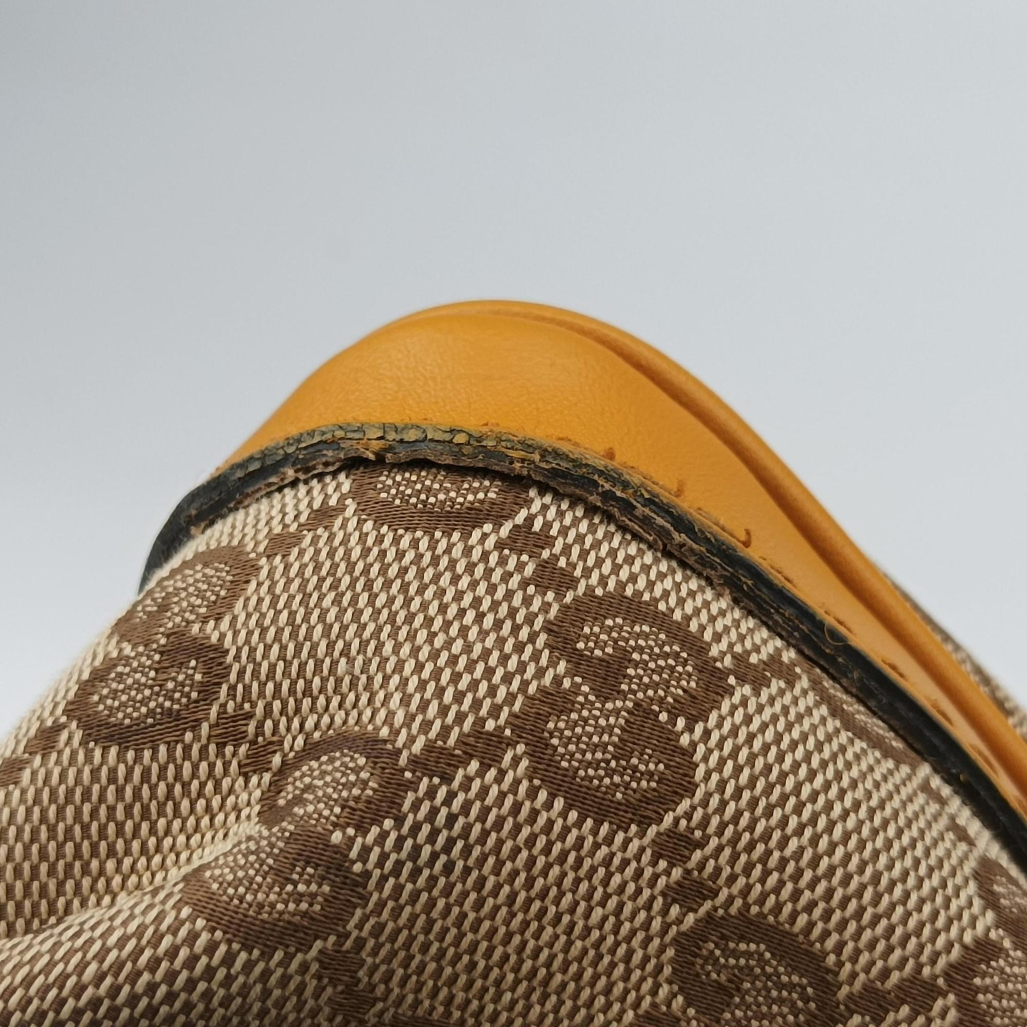 Sherry Line Beige×yellow×green canvas×Leather 247205 A014305458シェリーライン ベージュ×イエロー×グリーン キャンバス×レザー 247205 A014305458