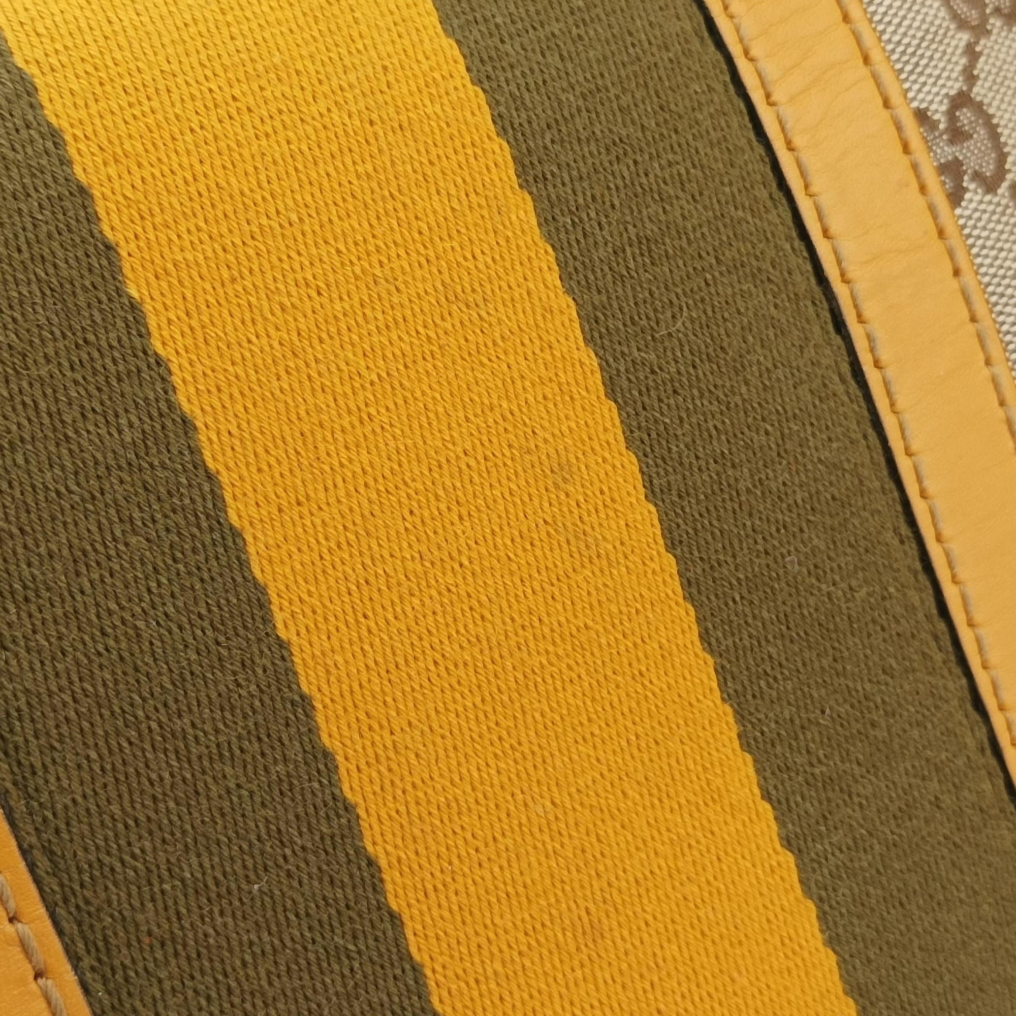 Sherry Line Beige×yellow×green canvas×Leather 247205 A014305458シェリーライン ベージュ×イエロー×グリーン キャンバス×レザー 247205 A014305458