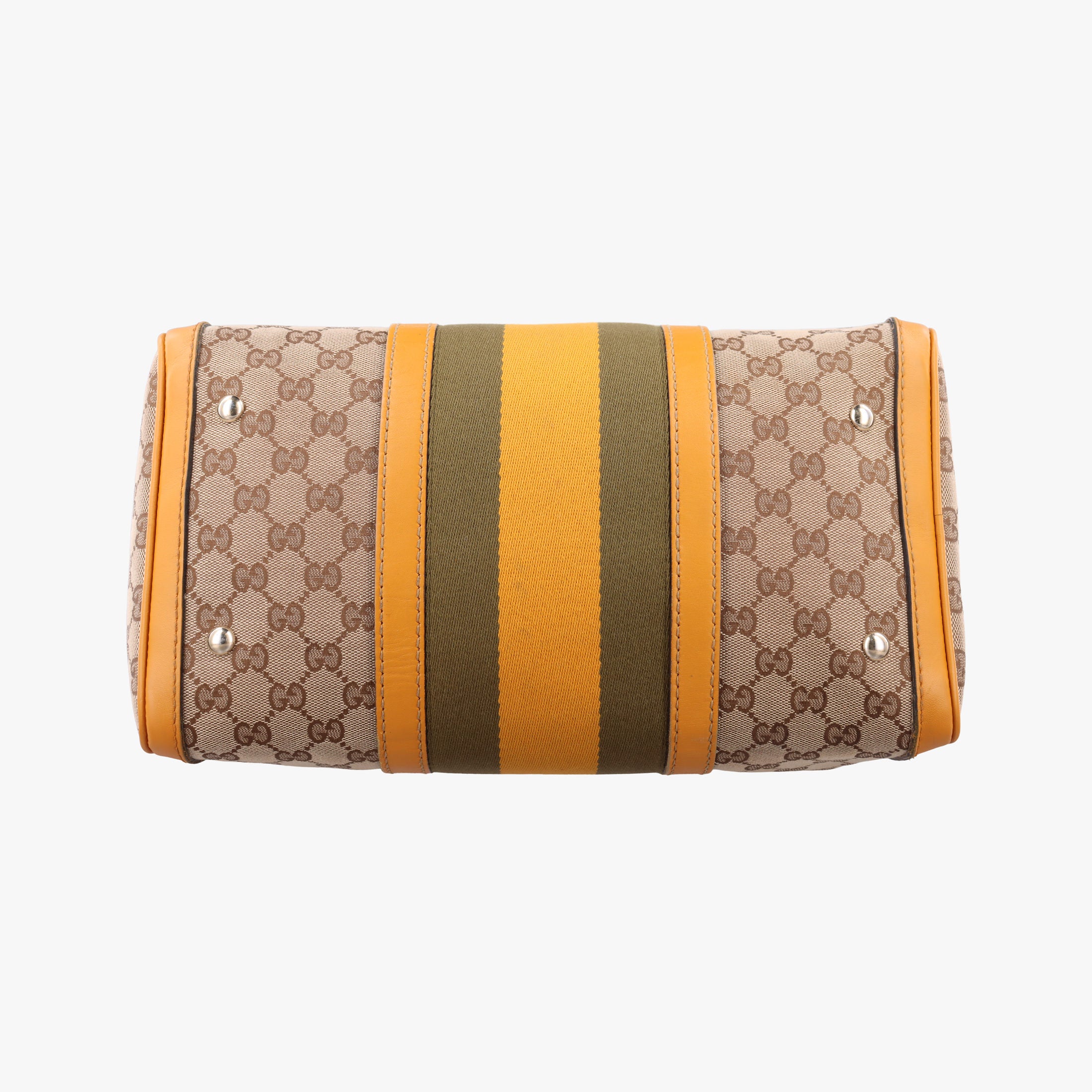 Sherry Line Beige×yellow×green canvas×Leather 247205 A014305458シェリーライン ベージュ×イエロー×グリーン キャンバス×レザー 247205 A014305458