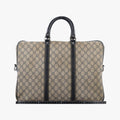 GG Supreme Briefcase Brown PVC coated canvasxLeather 201480 E010194739GGスプリーム ブリーフケース ベージュ×ブラック PVCコーティングキャンバスxレザー 201480 E010194739