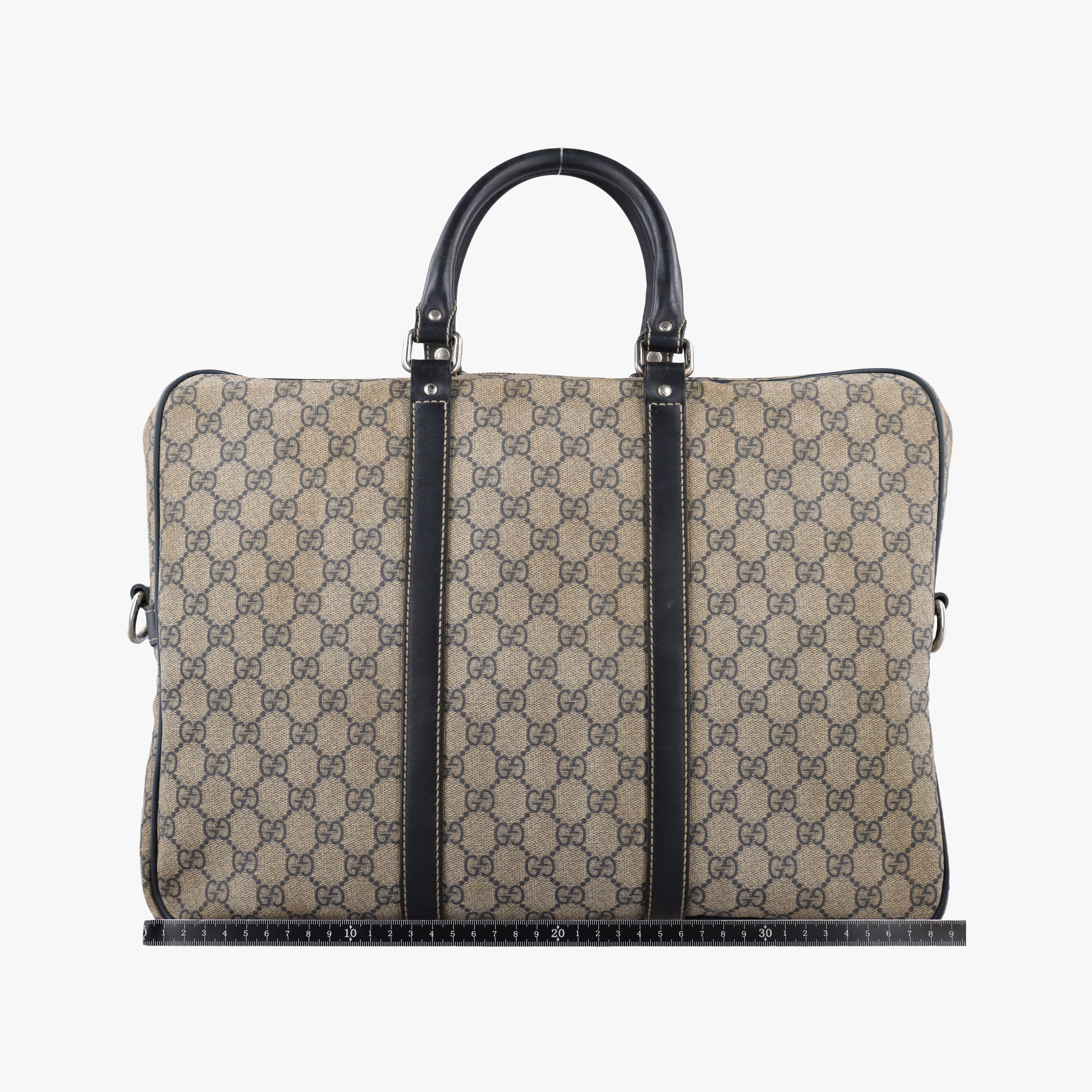GG Supreme Briefcase Brown PVC coated canvasxLeather 201480 E010194739GGスプリーム ブリーフケース ベージュ×ブラック PVCコーティングキャンバスxレザー 201480 E010194739