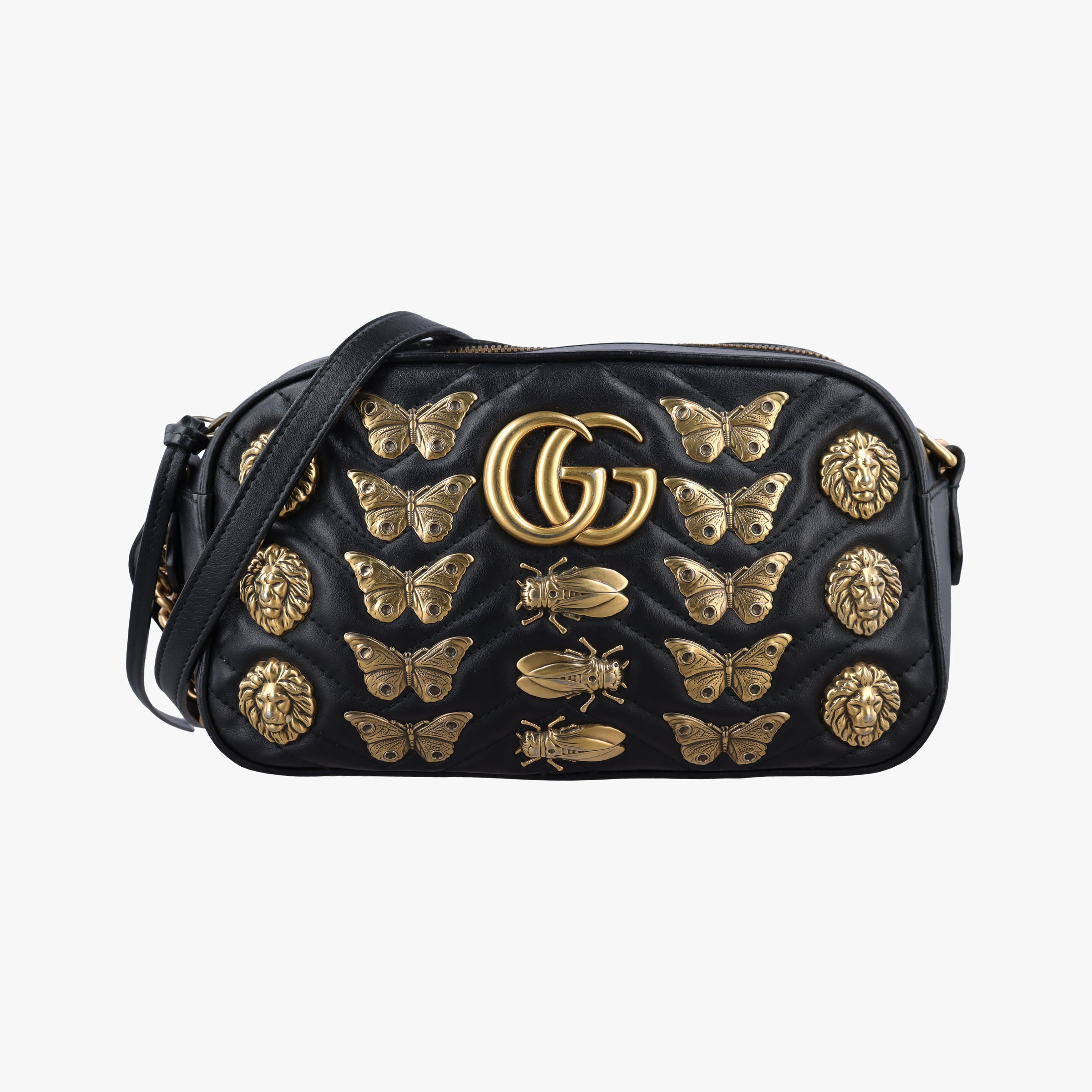 GG Marmont Animalier Black Leather 447632 D022503777GG マーモント アニマリエ ブラック レザー 447632 D022503777