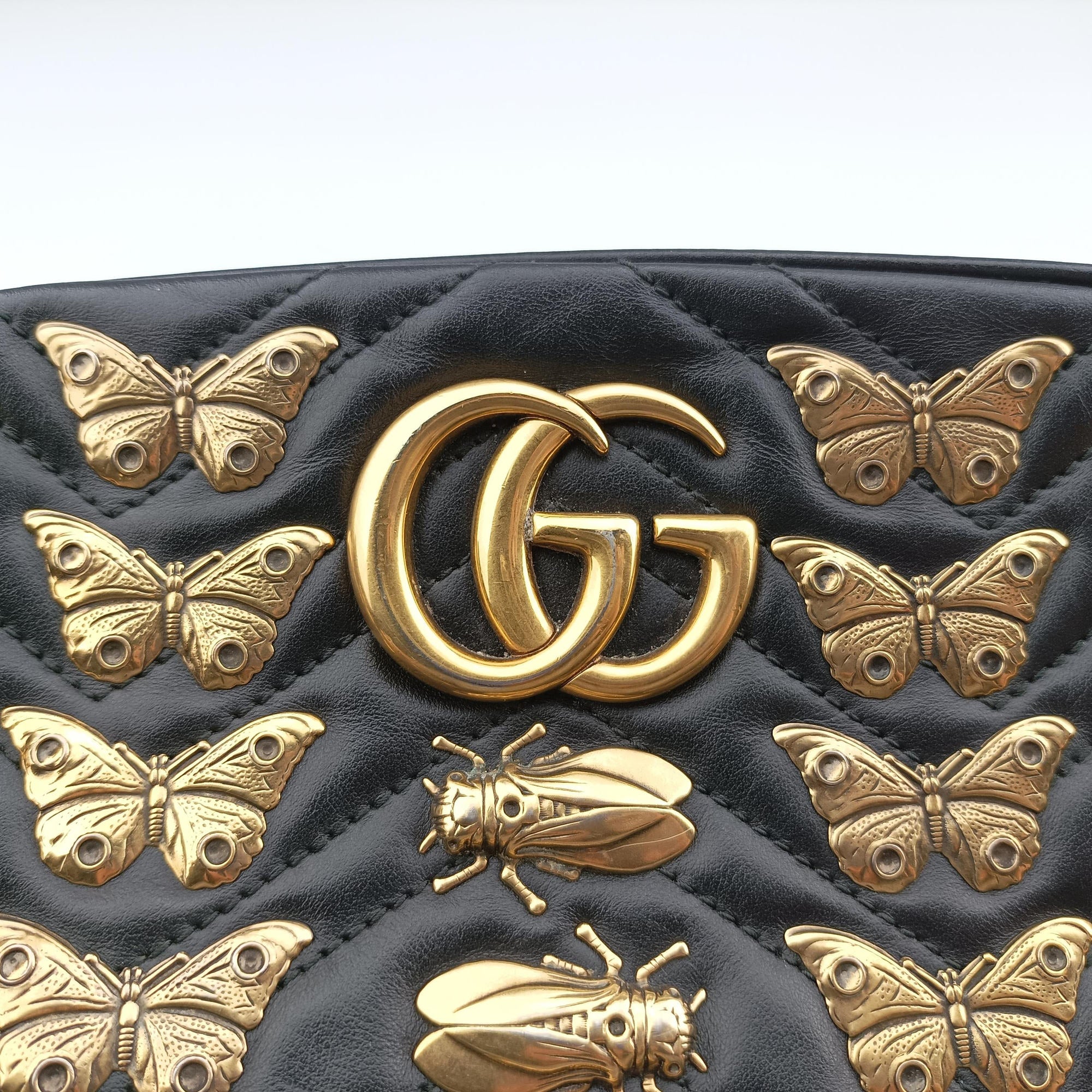 GG Marmont Animalier Black Leather 447632 D022503777GG マーモント アニマリエ ブラック レザー 447632 D022503777