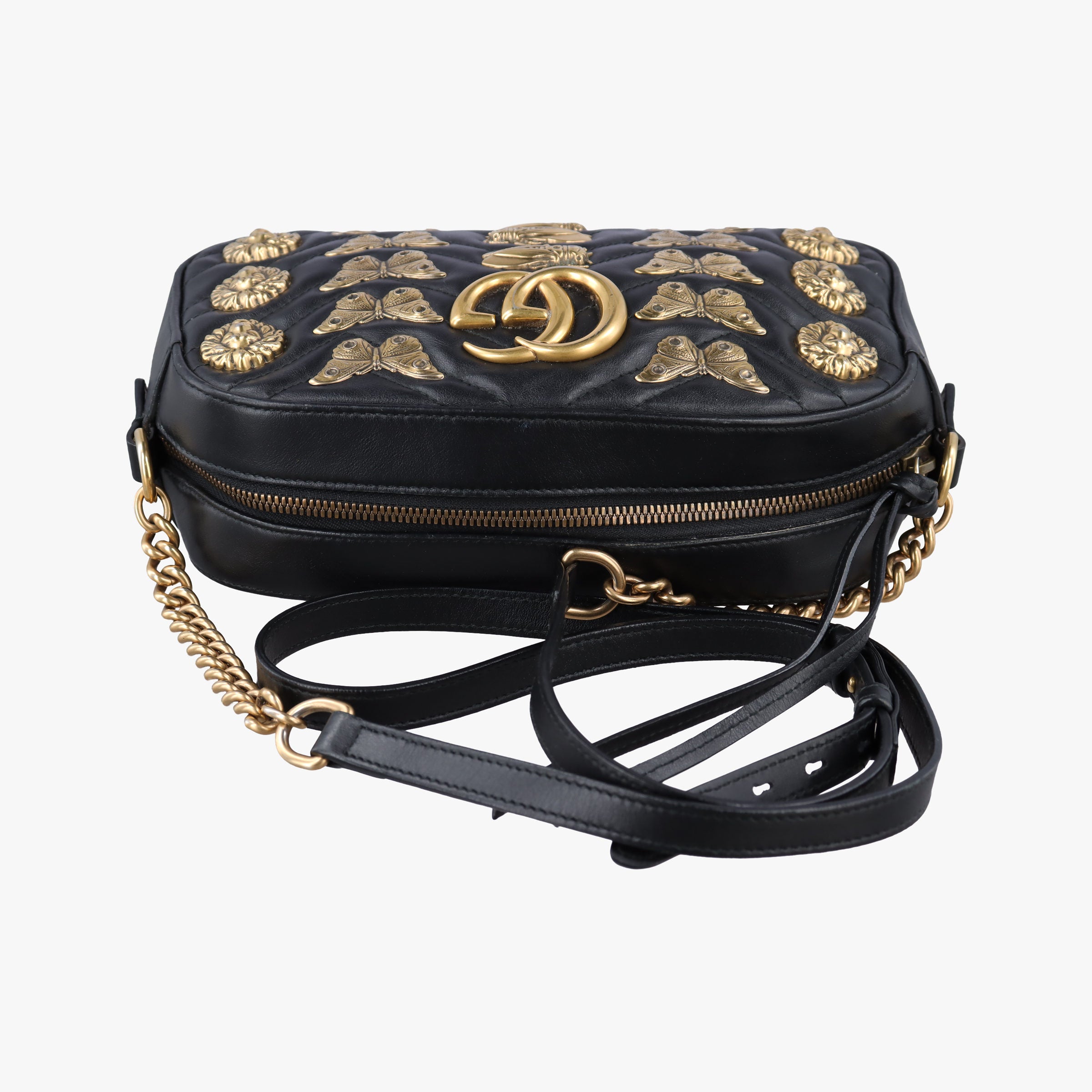 GG Marmont Animalier Black Leather 447632 D022503777GG マーモント アニマリエ ブラック レザー 447632 D022503777