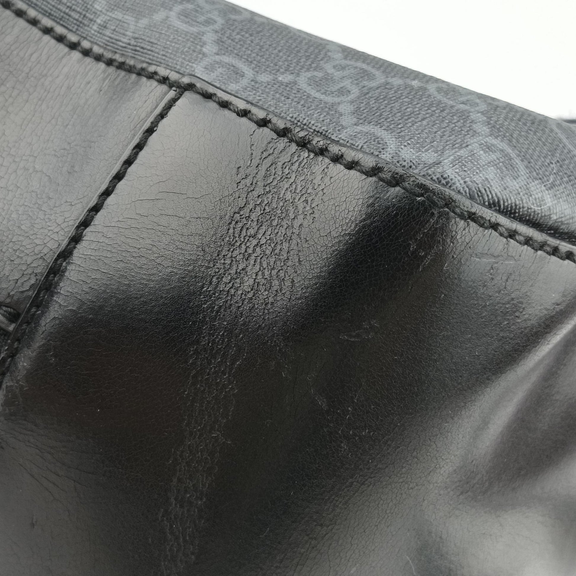 GG Supreme Black PVC coated canvas x Leather 478324 E022330433GGスプリーム ブラック PVCコーティングキャンバス x レザー 478324 E022330433