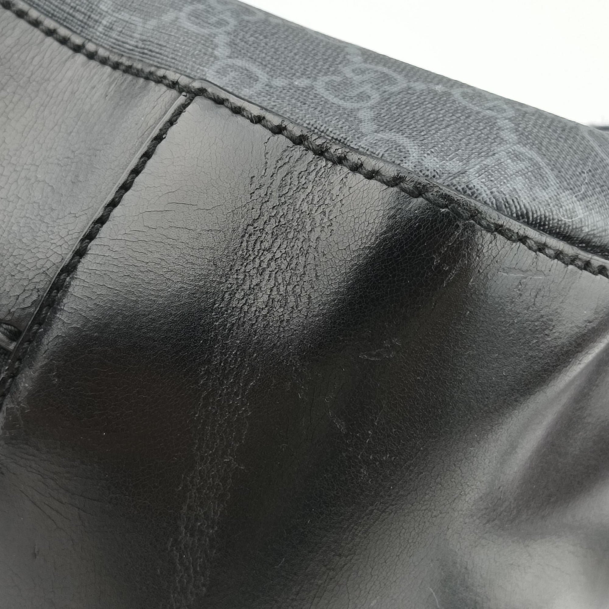 GG Supreme Black PVC coated canvas x Leather 478324 E022330433GGスプリーム ブラック PVCコーティングキャンバス x レザー 478324 E022330433