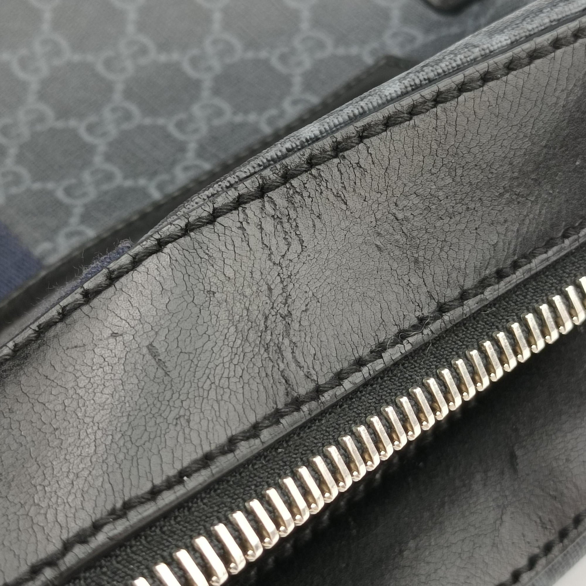 GG Supreme Black PVC coated canvas x Leather 478324 E022330433GGスプリーム ブラック PVCコーティングキャンバス x レザー 478324 E022330433