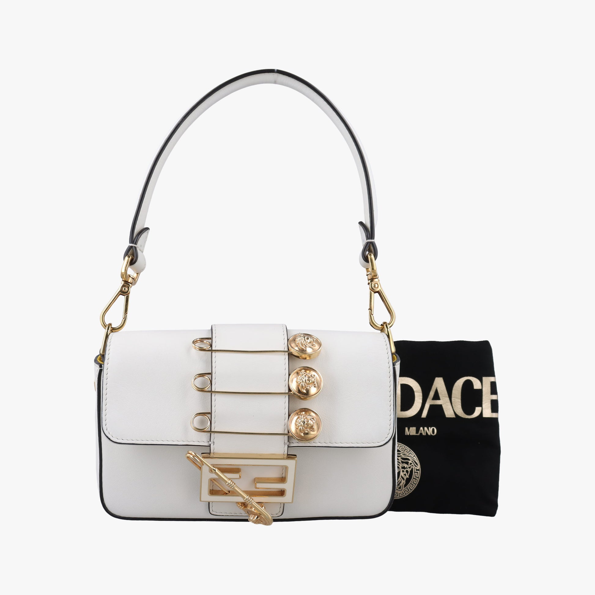 Fendace Brooch Mini Baguette White Leather 8BS066 8BS066-AJT6-228-10429フェンダース ブローチ ミニバゲット ホワイト レザー 8BS066 8BS066-AJT6-228-10429