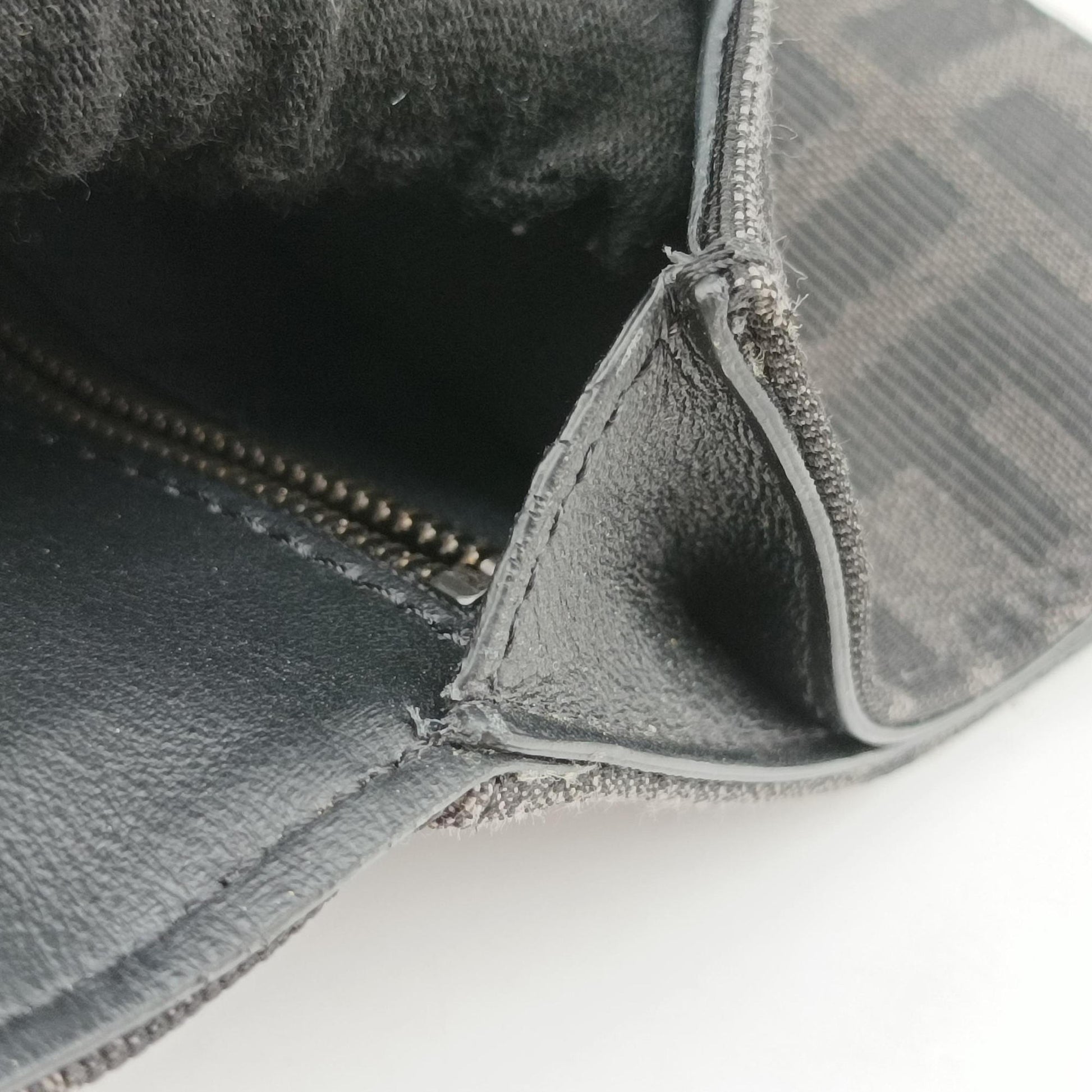 FF Logo Baguette slim Black x Gray canvas×Leather 7M0295 7M0295 A9ZL 218-0059FFロゴ バゲット スリム ブラック×グレー キャンバス ×レザー 7M0295 7M0295 A9ZL 218-0059