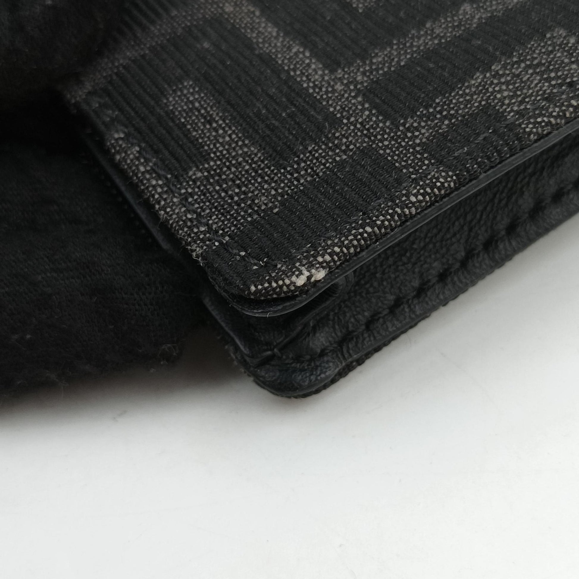 FF Logo Baguette slim Black x Gray canvas×Leather 7M0295 7M0295 A9ZL 218-0059FFロゴ バゲット スリム ブラック×グレー キャンバス ×レザー 7M0295 7M0295 A9ZL 218-0059
