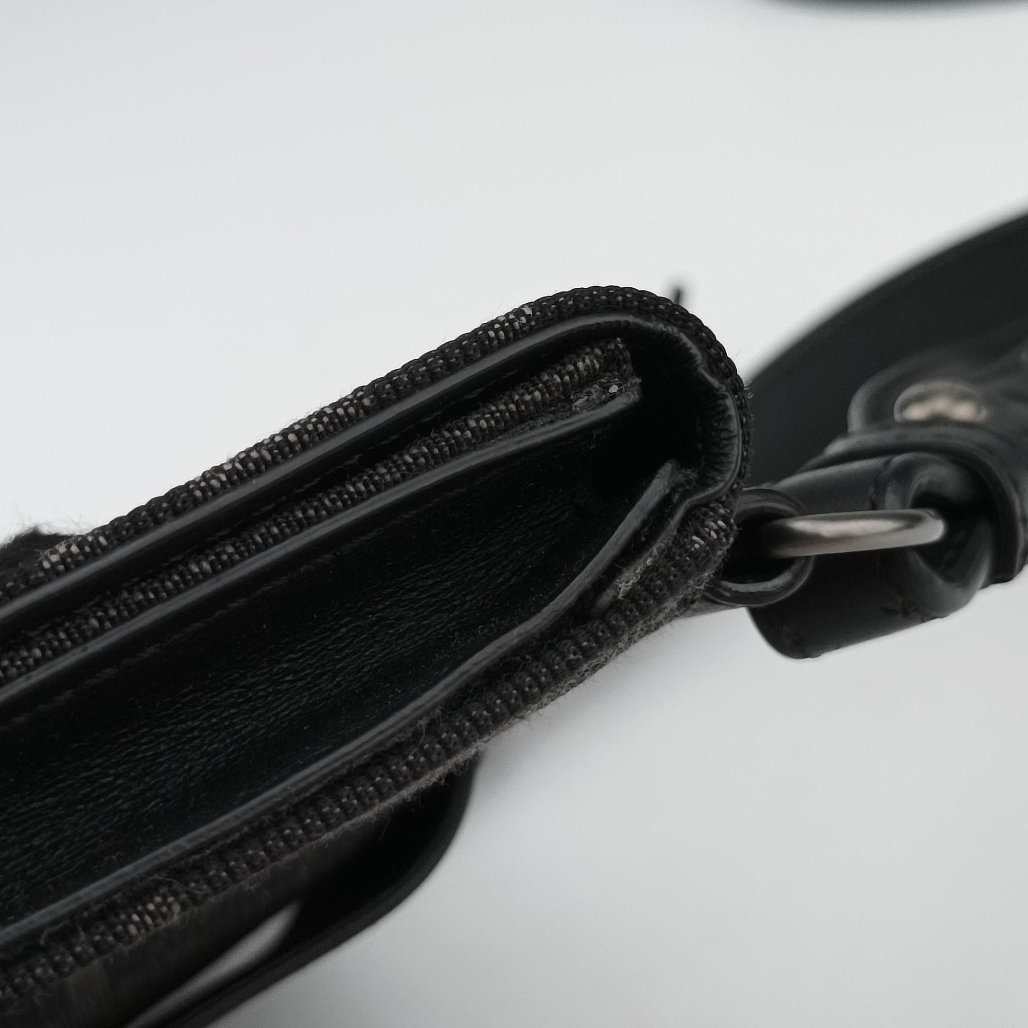 FF Logo Baguette slim Black x Gray canvas×Leather 7M0295 7M0295 A9ZL 218-0059FFロゴ バゲット スリム ブラック×グレー キャンバス ×レザー 7M0295 7M0295 A9ZL 218-0059