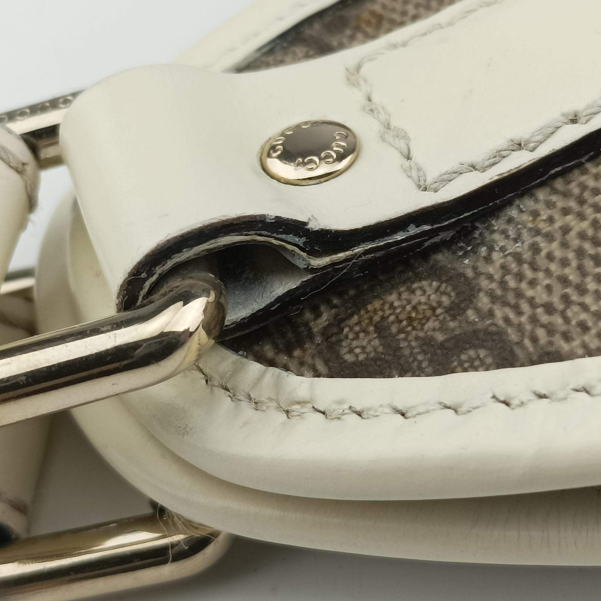 Jackie Brown×White Leather×PVC coated canvas 203493 D4507439ジャッキー ブラウン×ホワイト レザー×PVCコーティングキャンバス 203493 D4507439