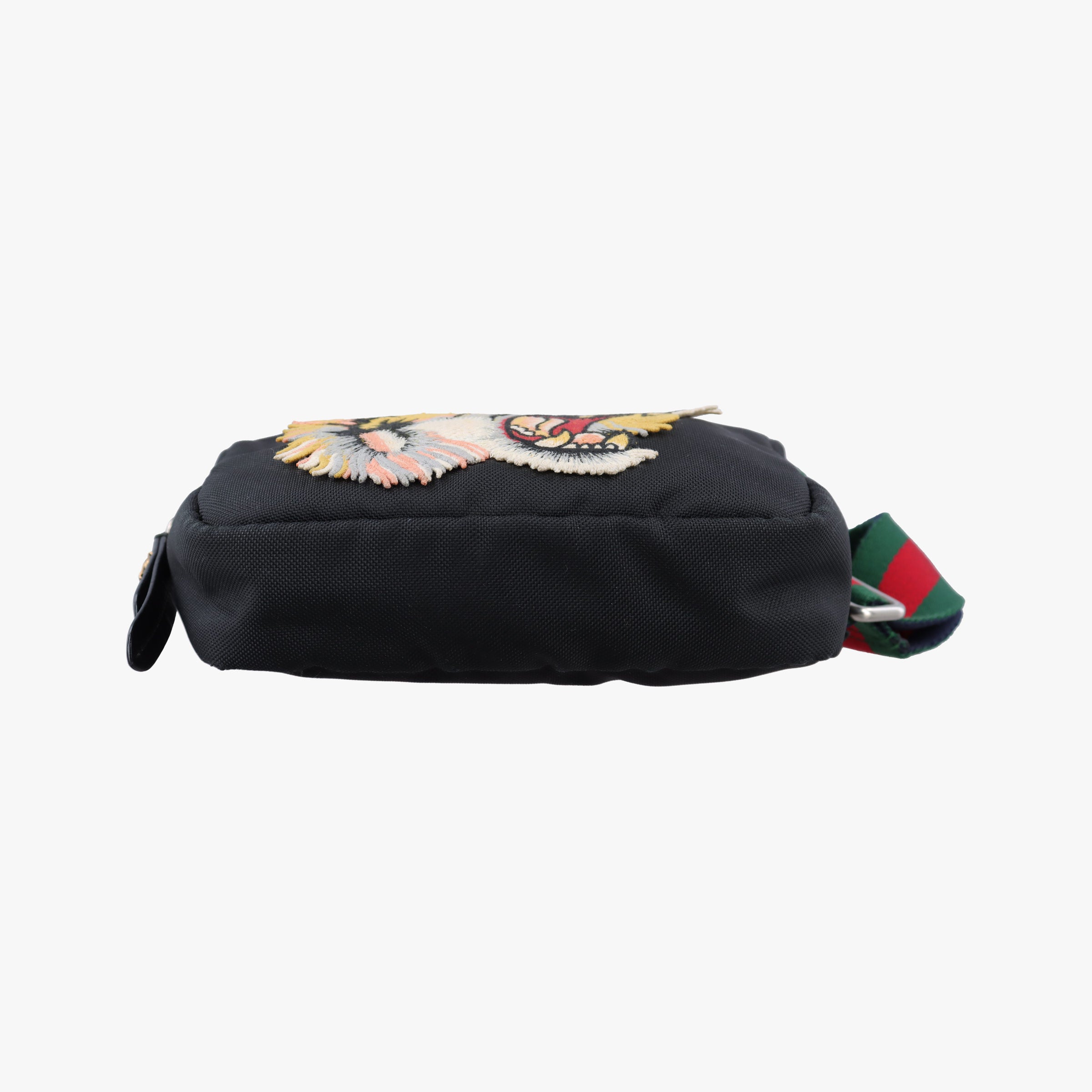 Tiger Embroidered Web Messenger Black×Multicolour Canvas 523323 Lot number unknownタイガーヘッド エンブロイダリー アニマル ブラック×マルチカラー キャンバス 523323 製番不明