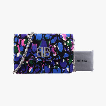 Floral Print BB Wallet Chain purple×Multicolour Velvet 561507·4267·X·568008フローラルプリント ビービー ウォレット チェーン パープル×マルチカラー ベルベット 561507·4267·X·568008