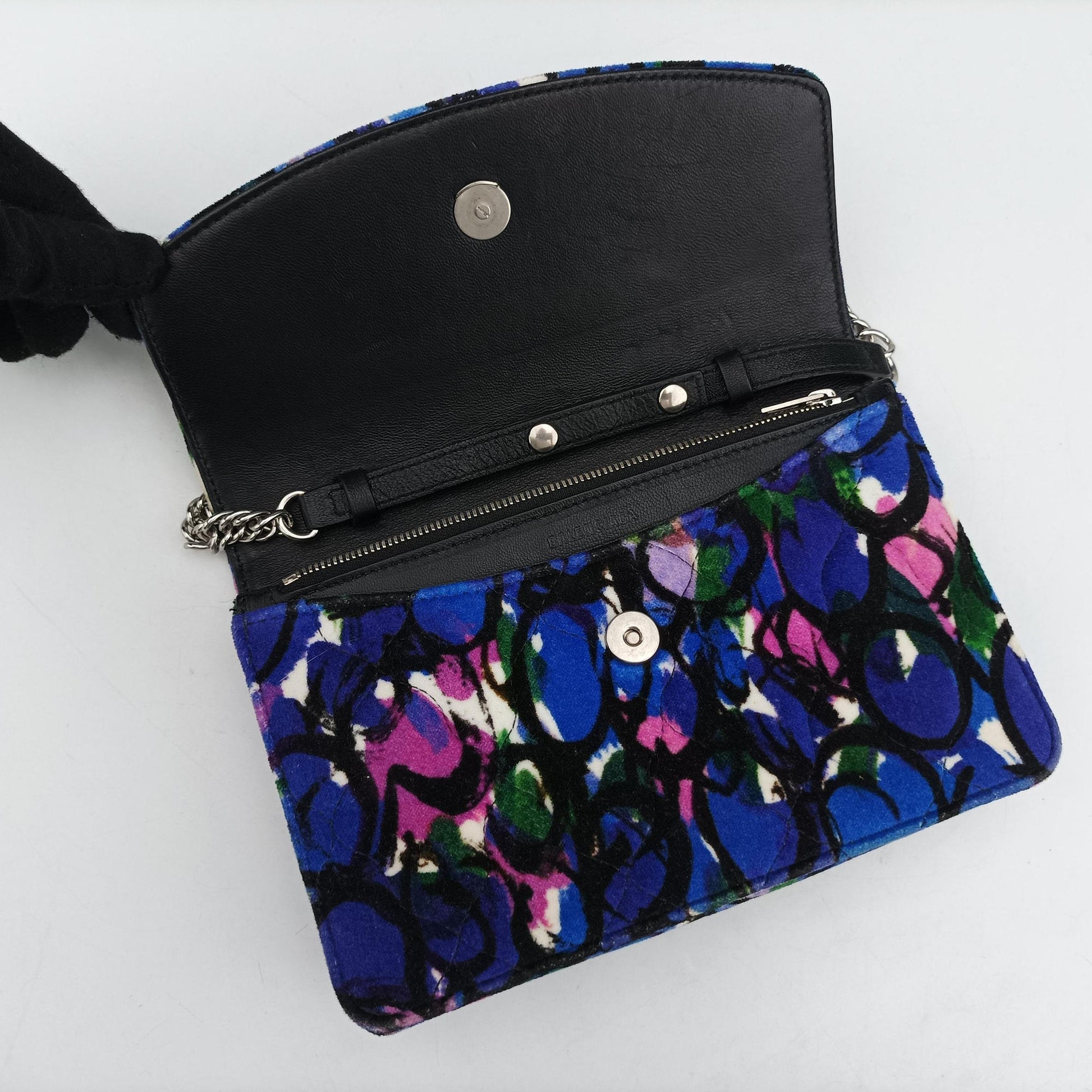 Floral Print BB Wallet Chain purple×Multicolour Velvet 561507·4267·X·568008フローラルプリント ビービー ウォレット チェーン パープル×マルチカラー ベルベット 561507·4267·X·568008
