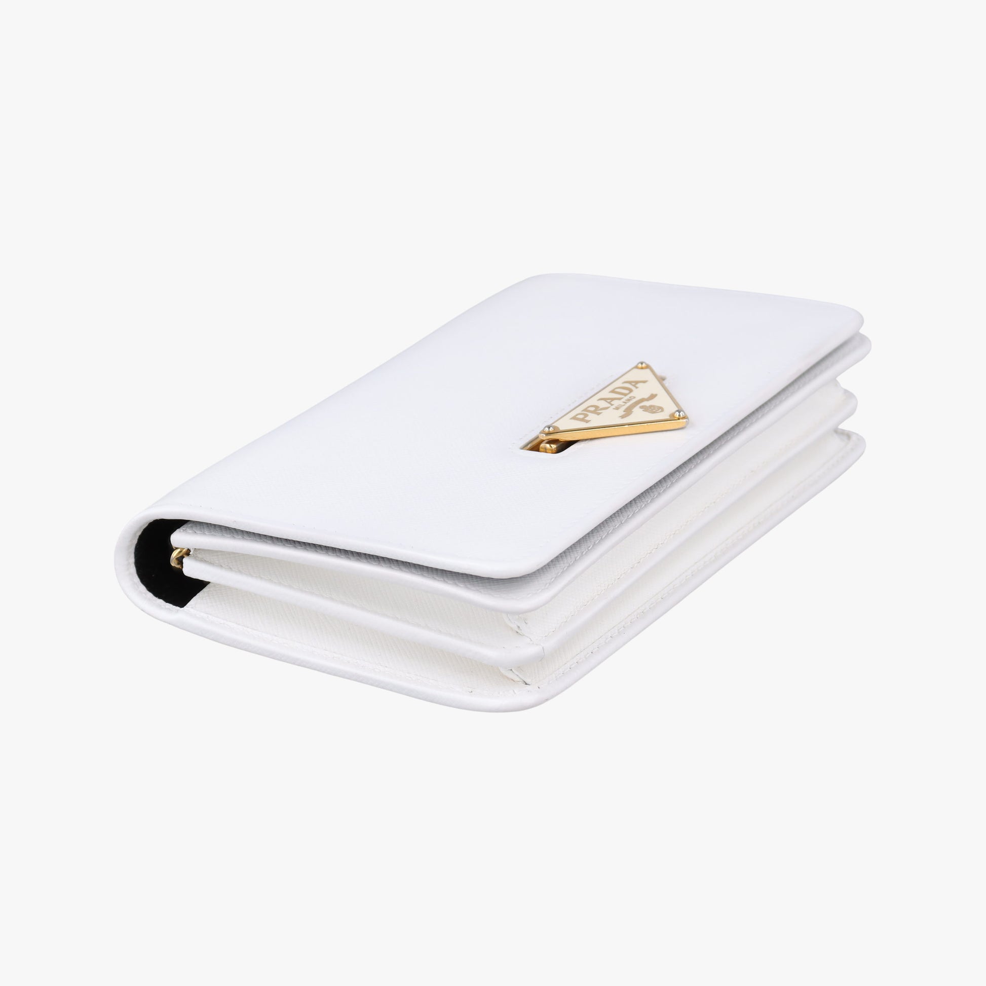 triangle logo White SAFFIANO Leather 1BP006 62Bトライアングルロゴ ホワイト サフィアーノレザー 1BP006 62B
