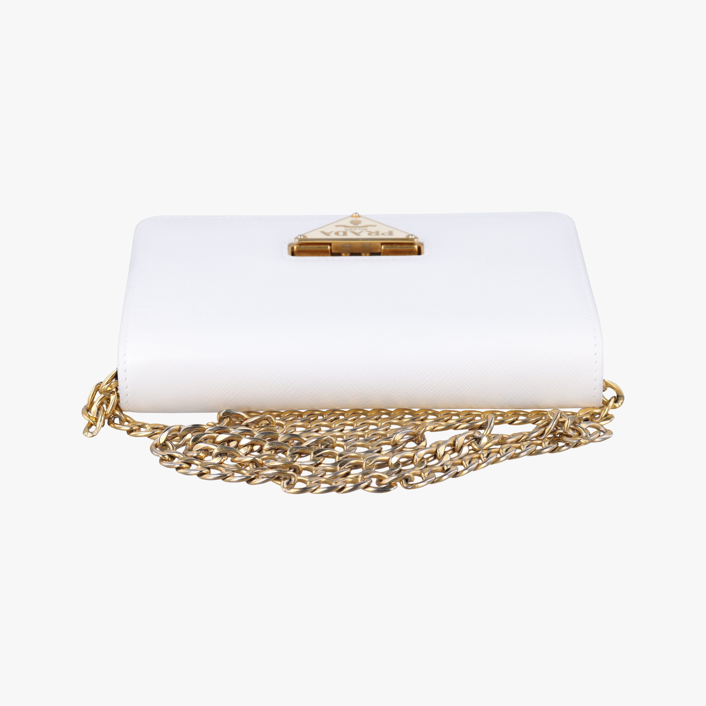 triangle logo White SAFFIANO Leather 1BP006 62Bトライアングルロゴ ホワイト サフィアーノレザー 1BP006 62B