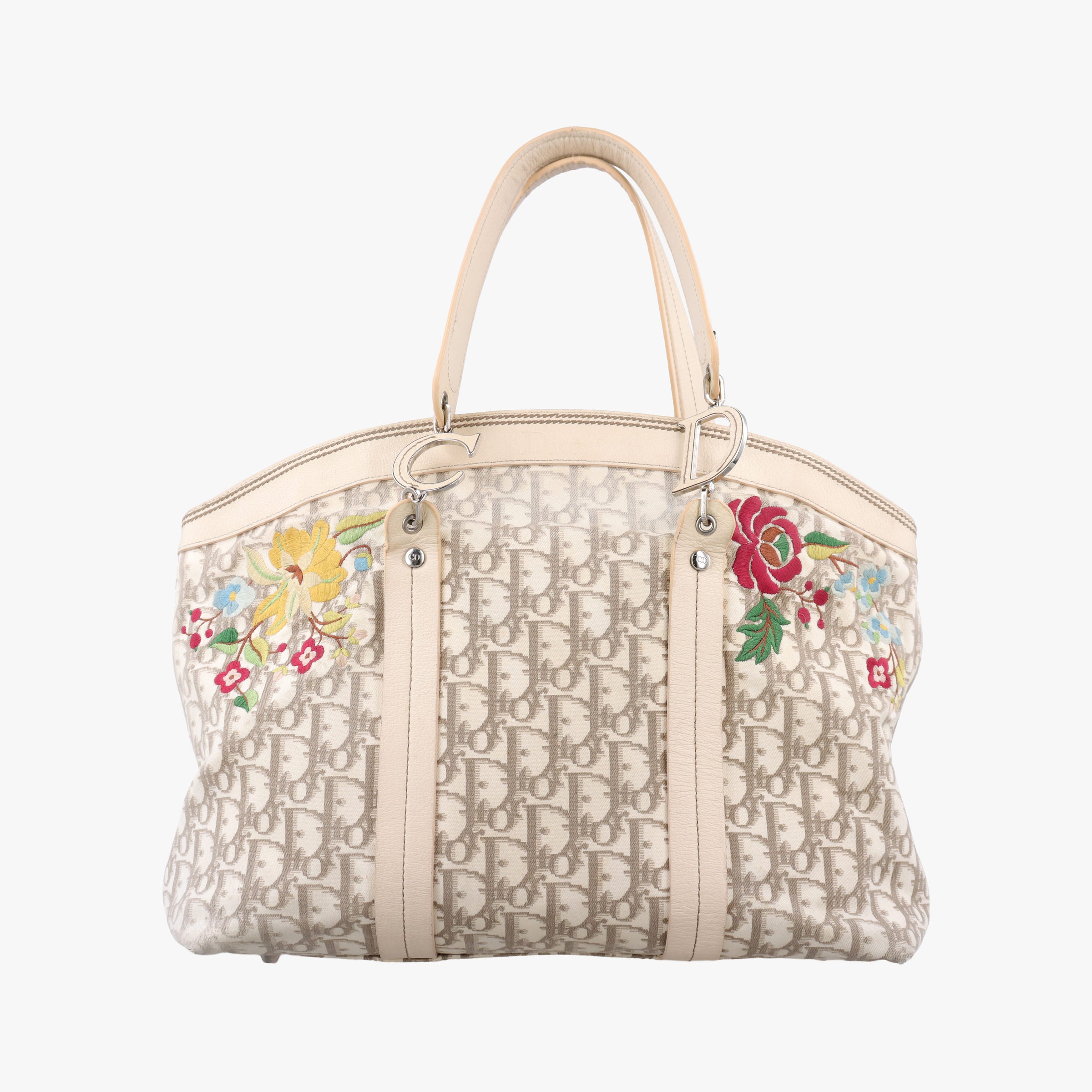 Trotter Flower Line White x Beige x Multicolor Canvas × Leather 05-BO-0035トロッター フラワーライン ホワイト×ベージュ×マルチカラー キャンバス×レザー 05-BO-0035